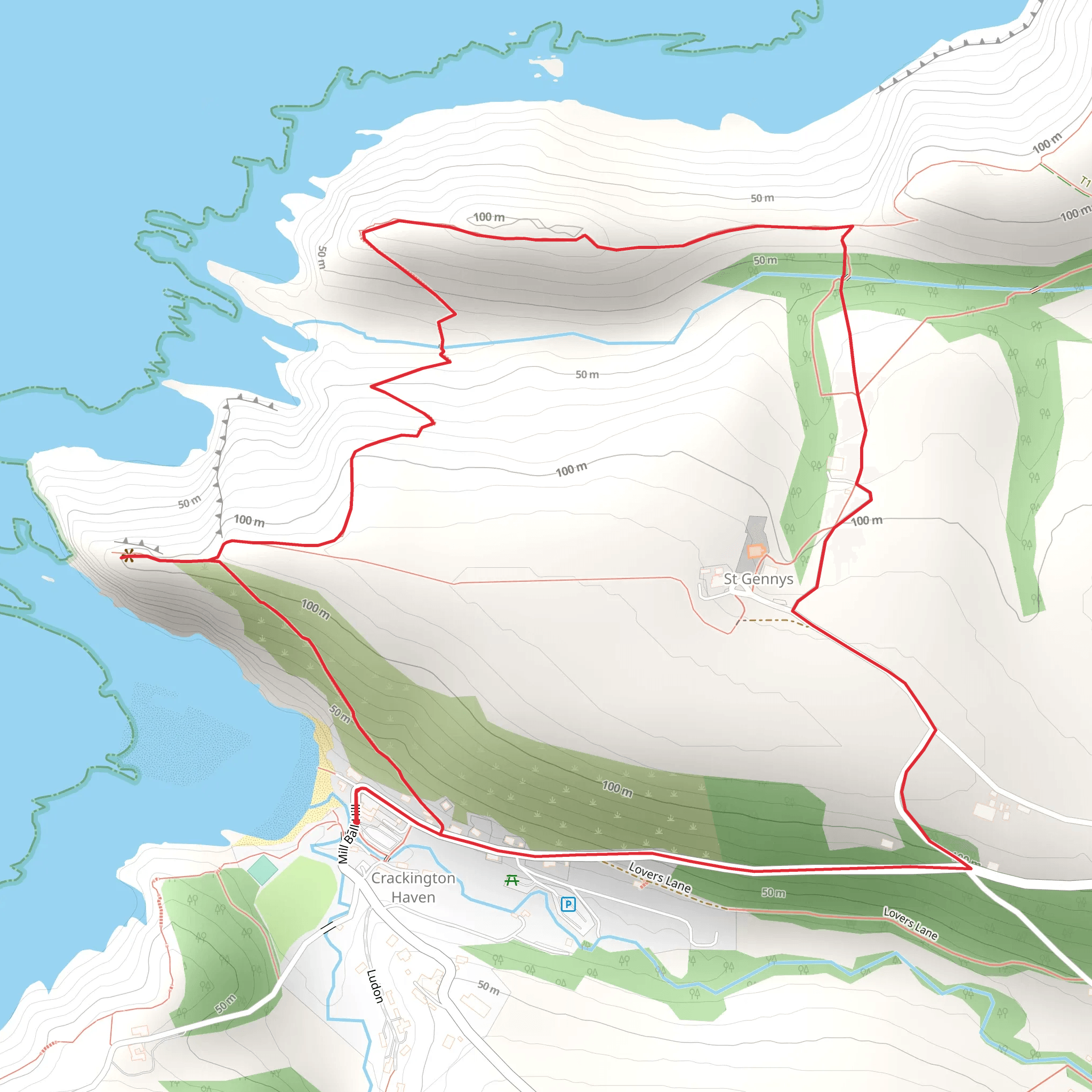 St Gennys and Castle Point from Crackington Haven mobile static map