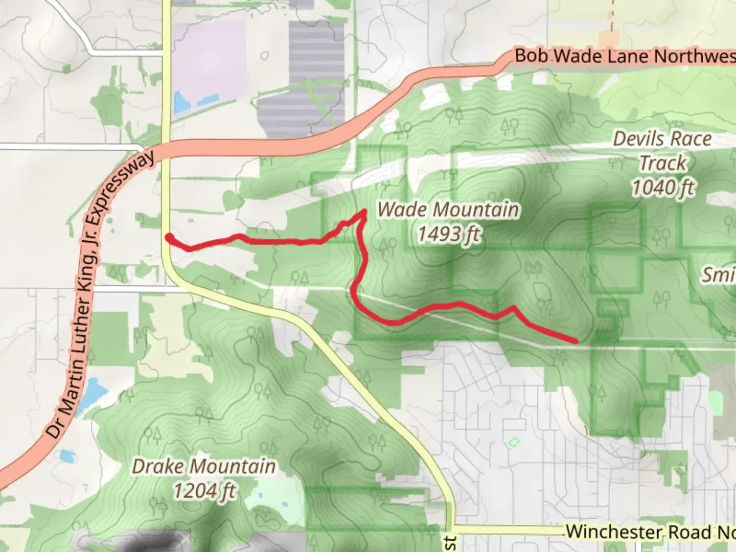 An image depicting the trail Wade Mountain Greenway and Fossil Bench Trail and its surrounding area.