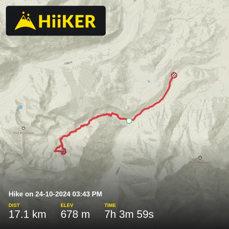 A map preview of the recording Hike on 24-10-2024 03:43 PM.