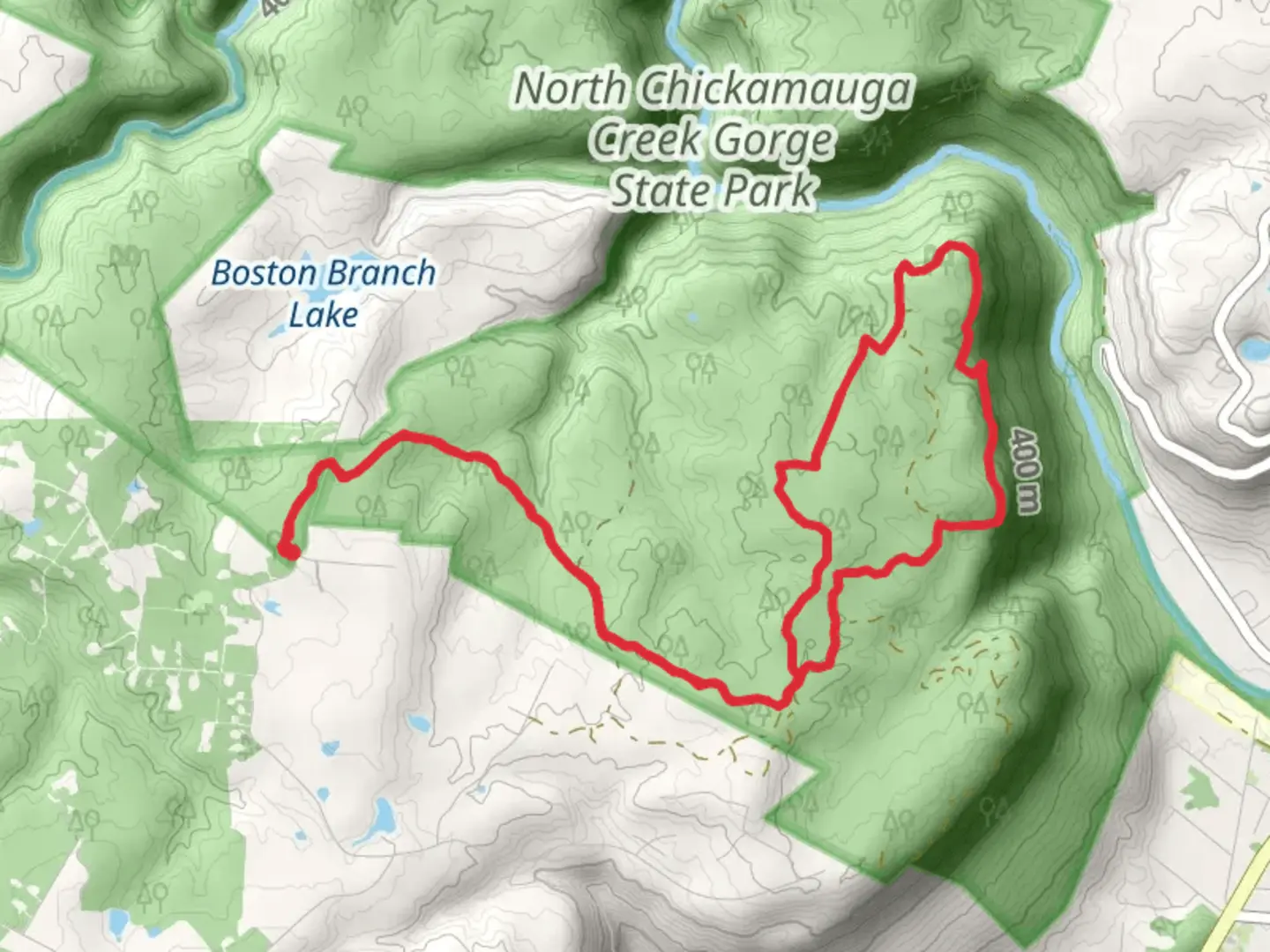 An image depicting the trail Flipper Bend Loop and its surrounding area.