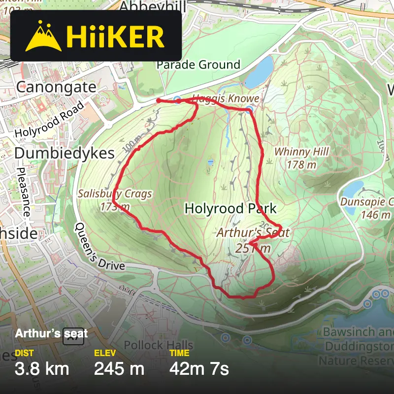 A map preview of the recording Arthur’s seat .