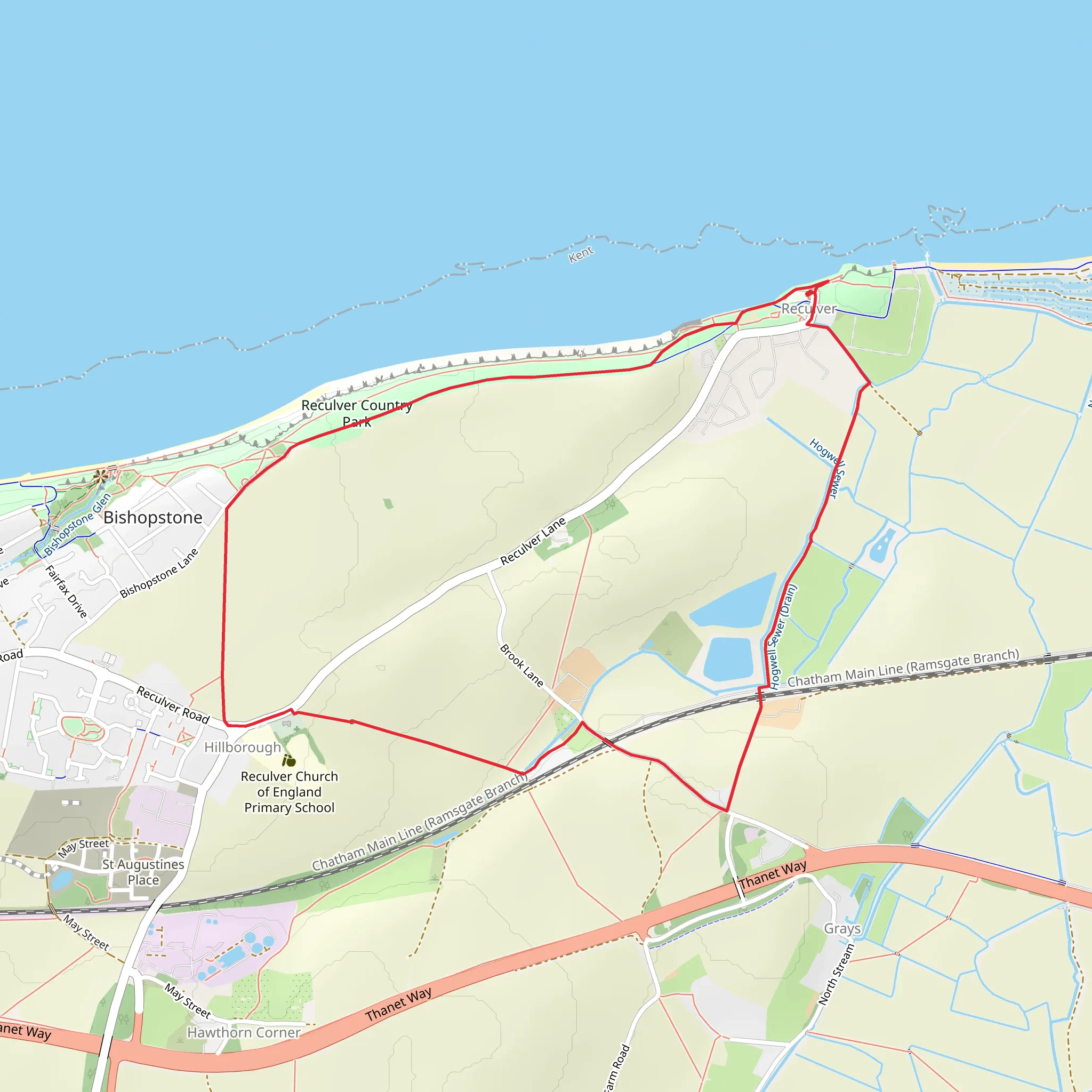 Reculver Country Park via Wantsum Walk mobile static map