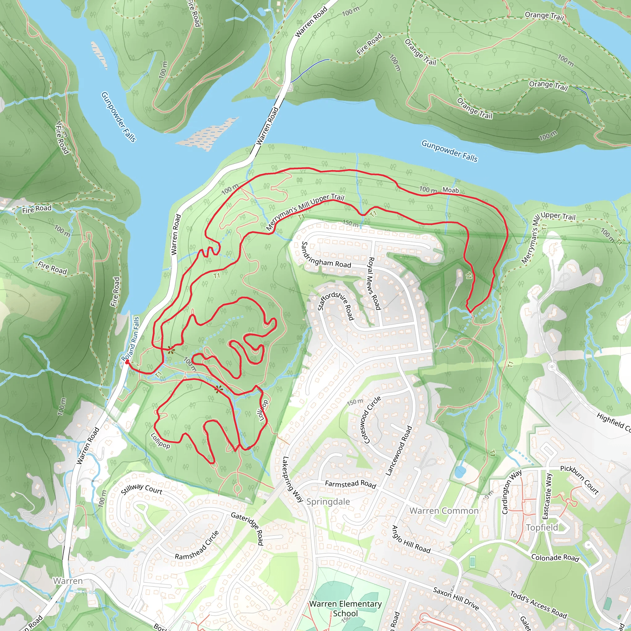 Merryman's Mill trail and Valley of the Kings Loop mobile static map