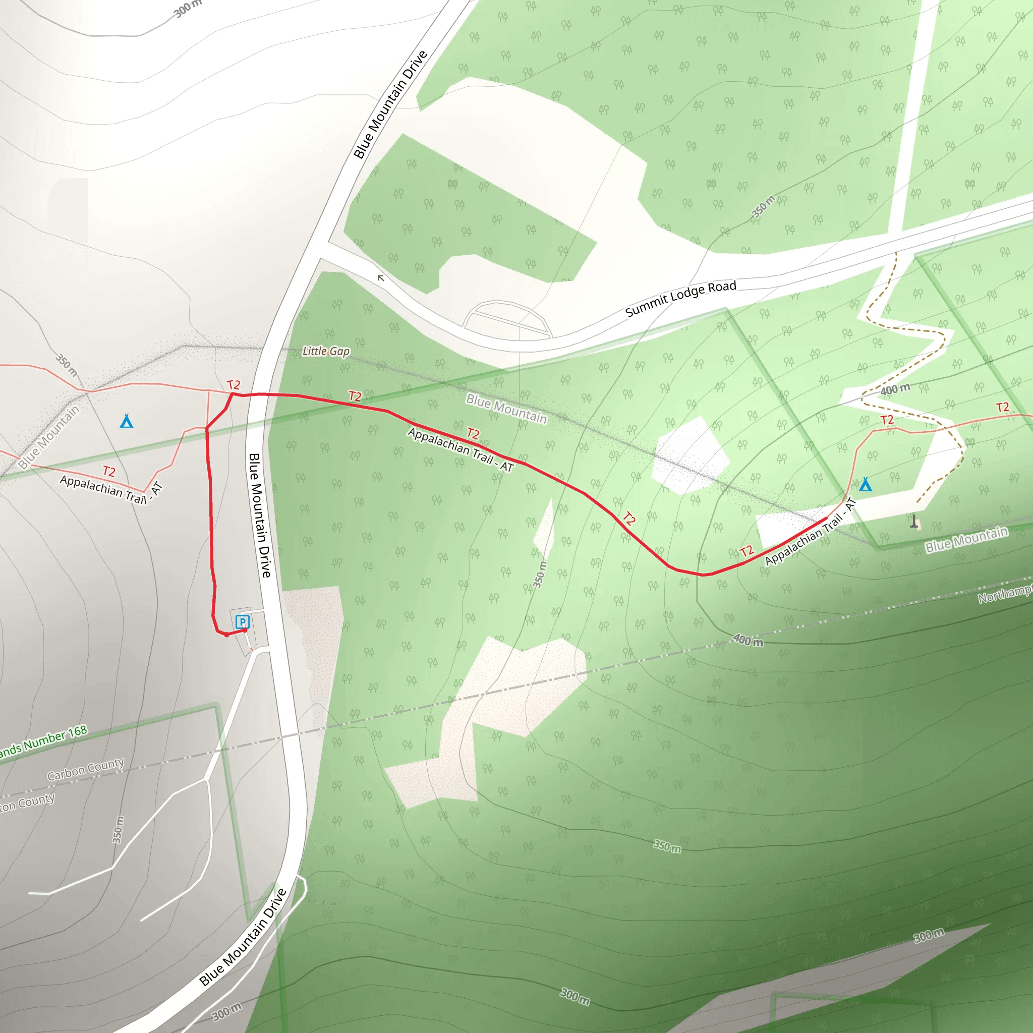 Weathering Knob via Appalachian Trail mobile static map