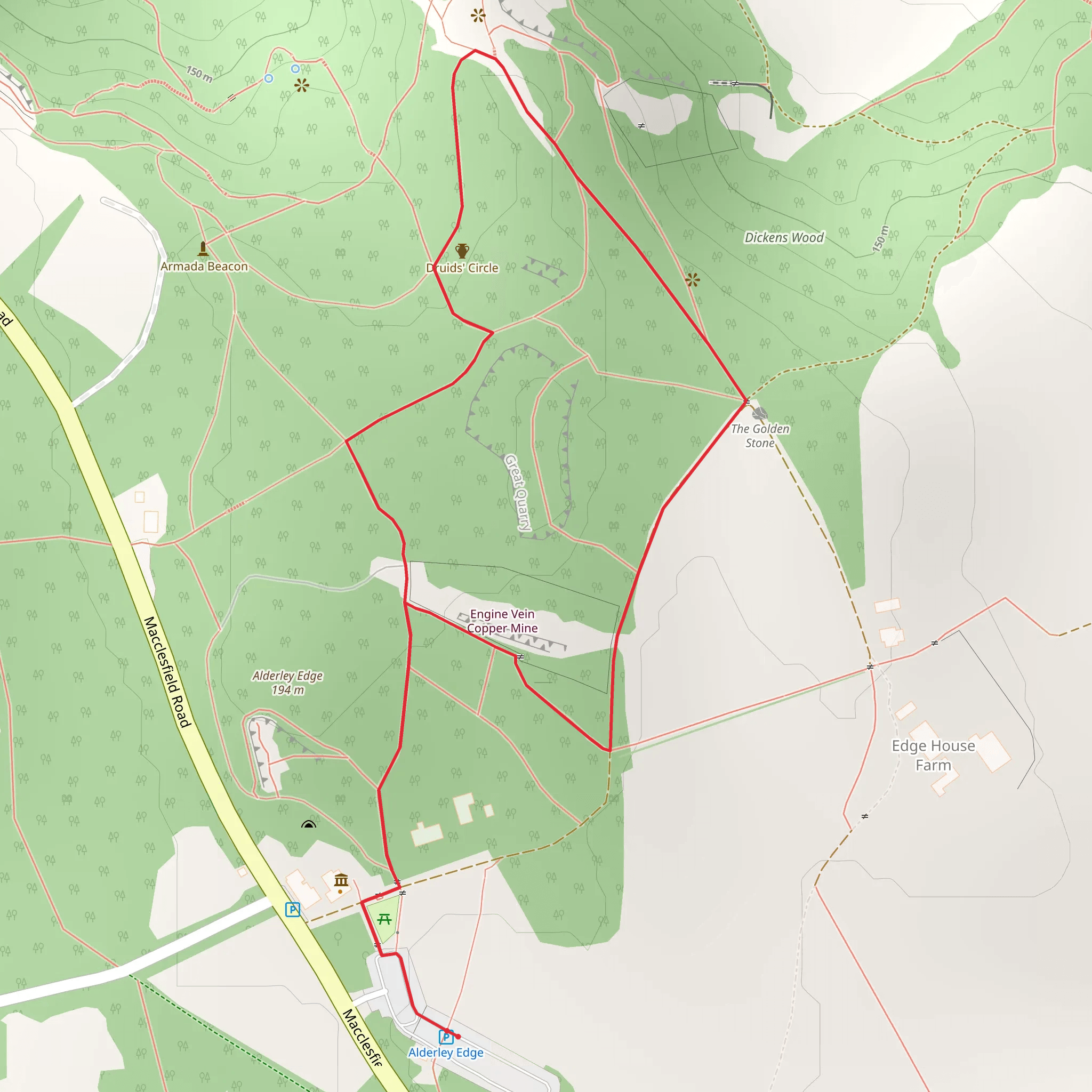 Wizard Walk Loop - Alderley Edge and Cheshire Countryside National Trust mobile static map