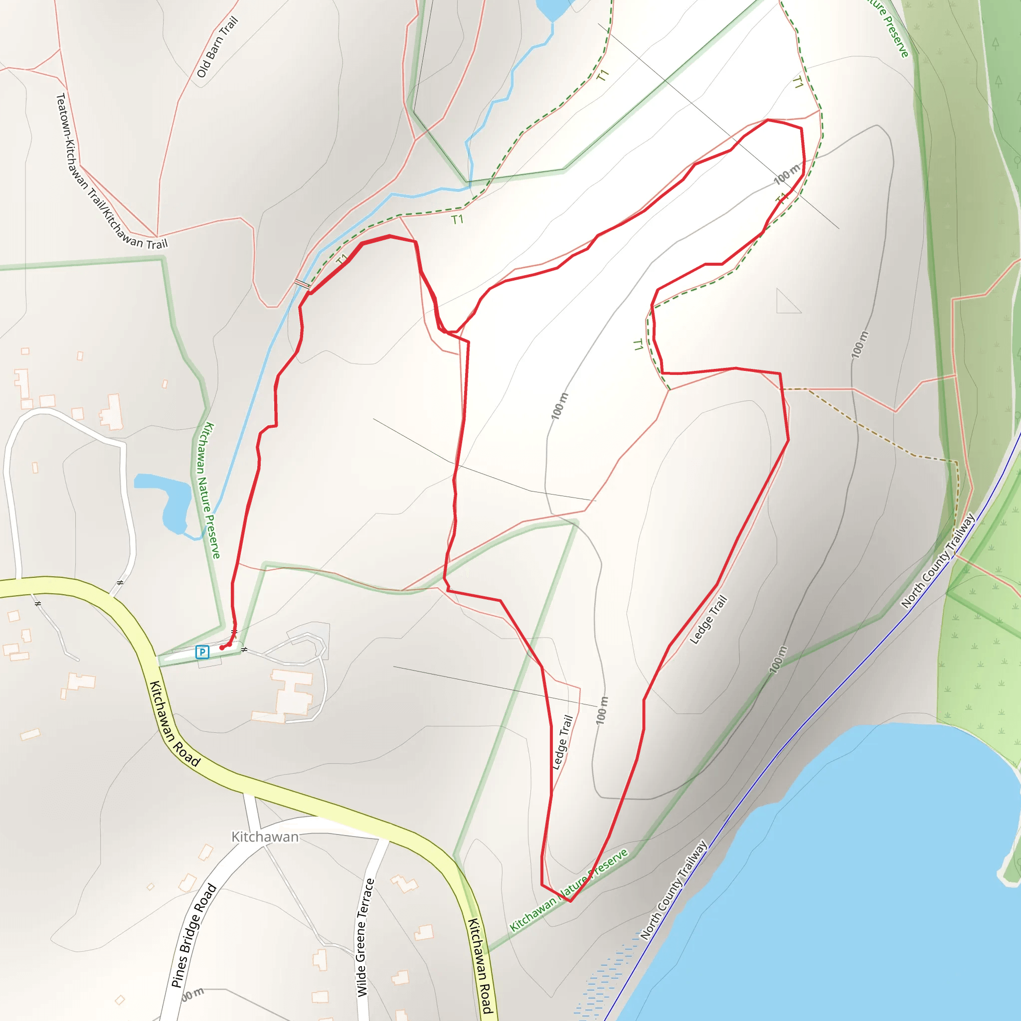 Kitchawan and Ledge Trail mobile static map