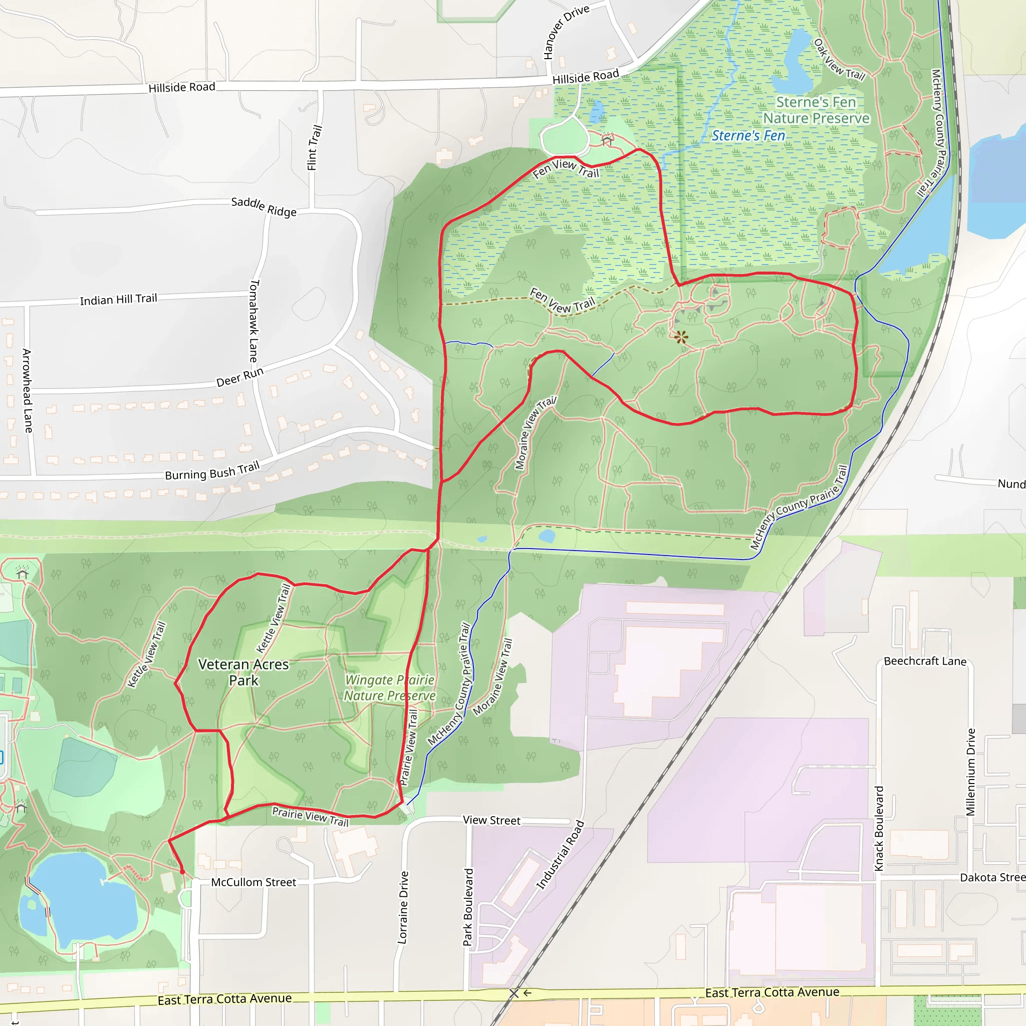 Veteran Acres Park and Sternes Woods Park Loop mobile static map