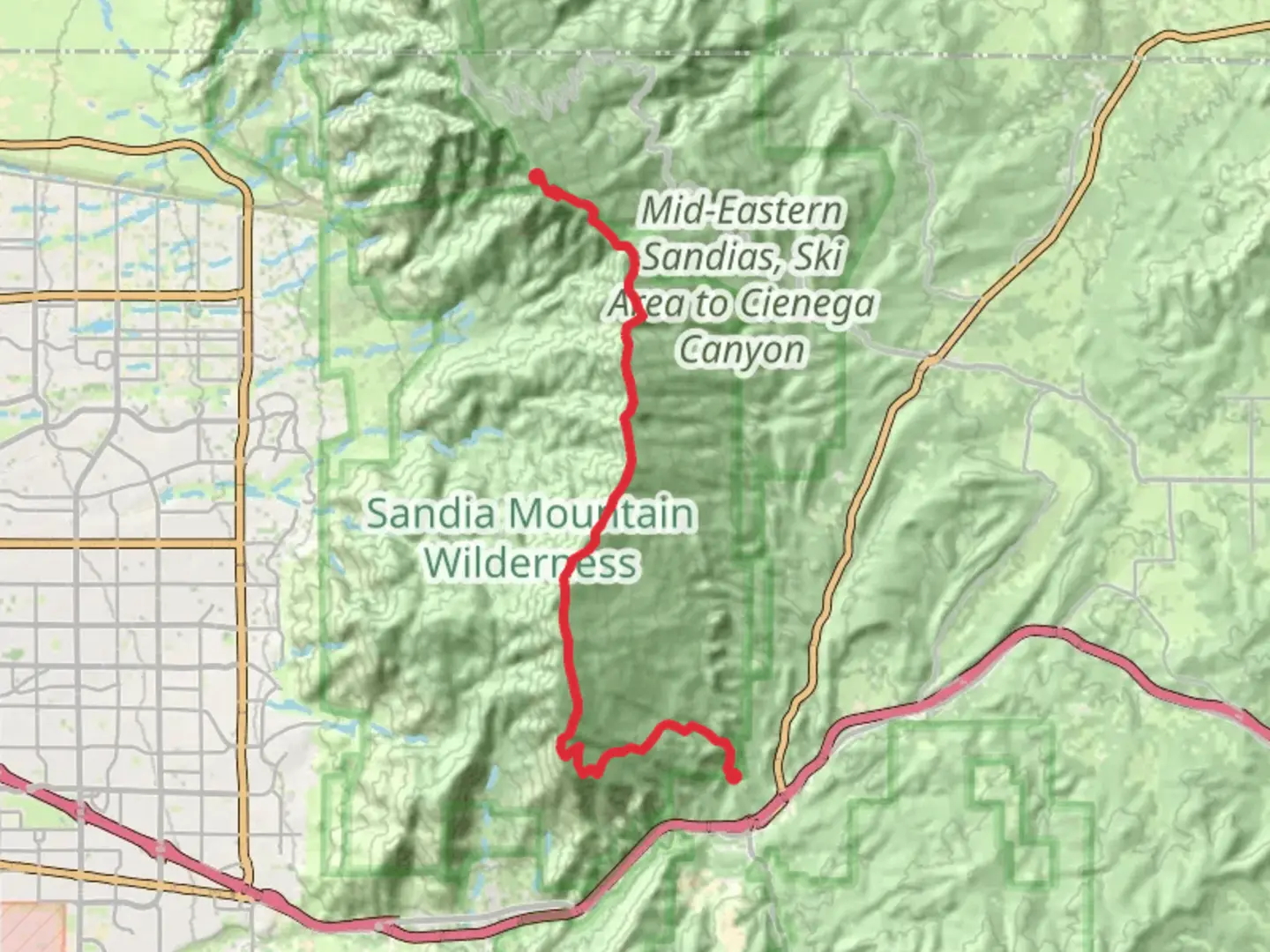 An image depicting the trail South Crest Trail from Thunderbird Trail and its surrounding area.