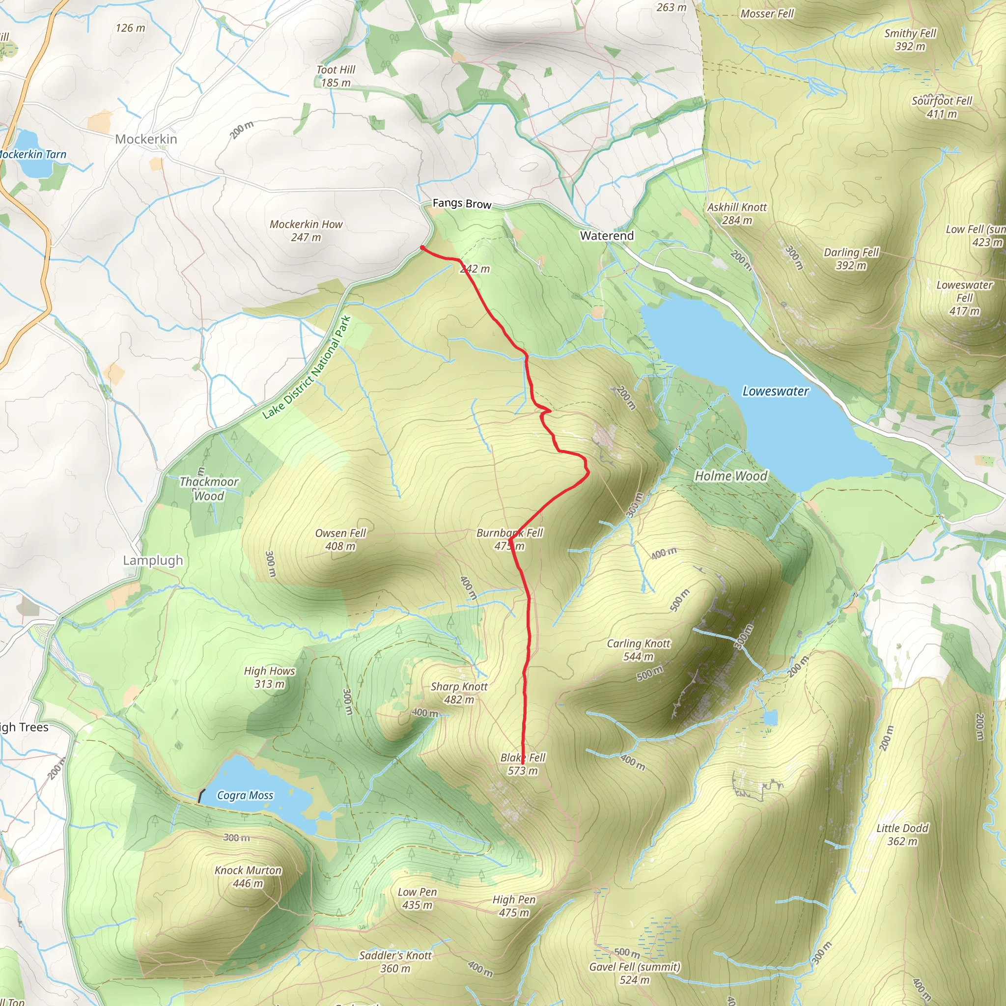 Blake Fell and Burnbank Fell Walk mobile static map