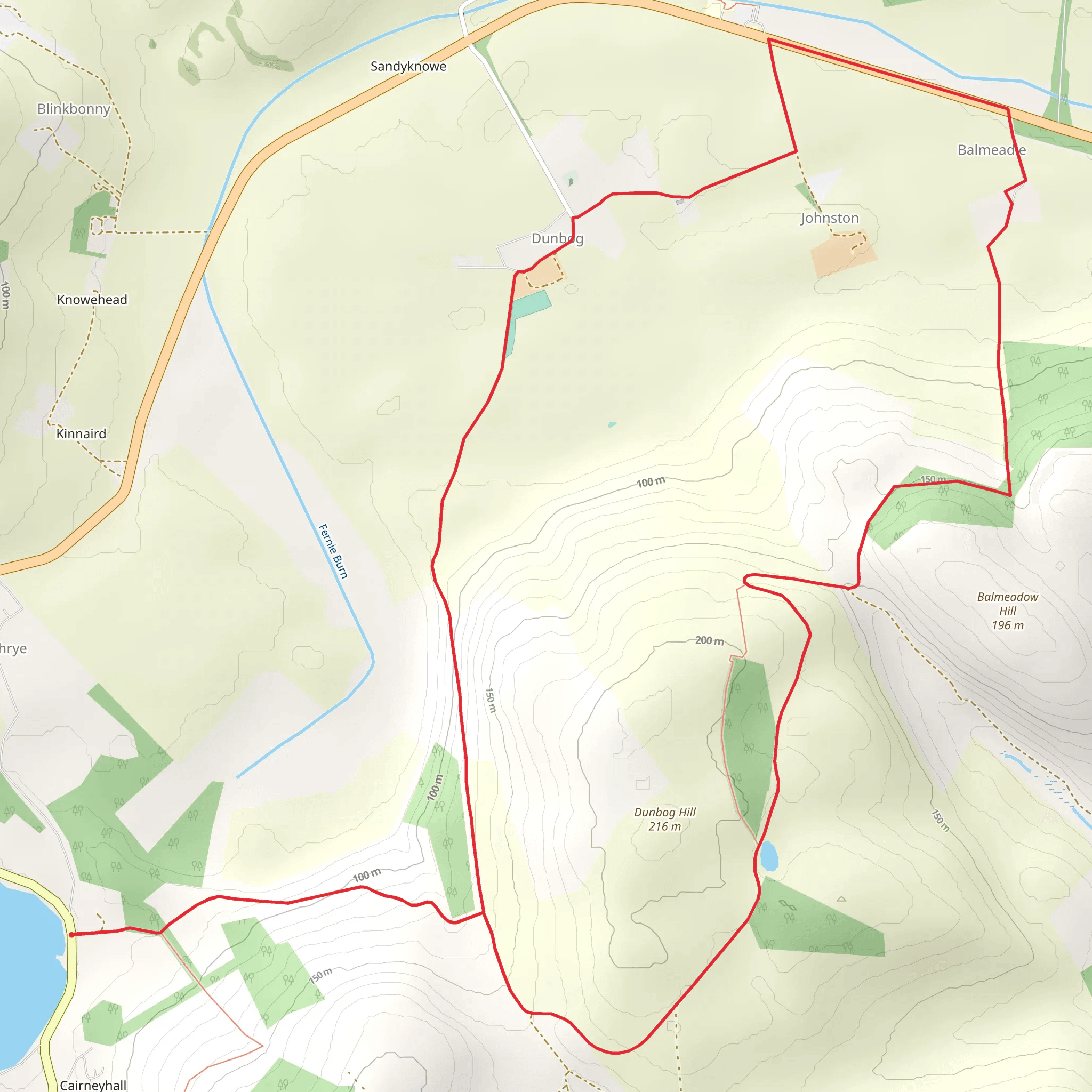 Lindores Loch and Dunbog mobile static map