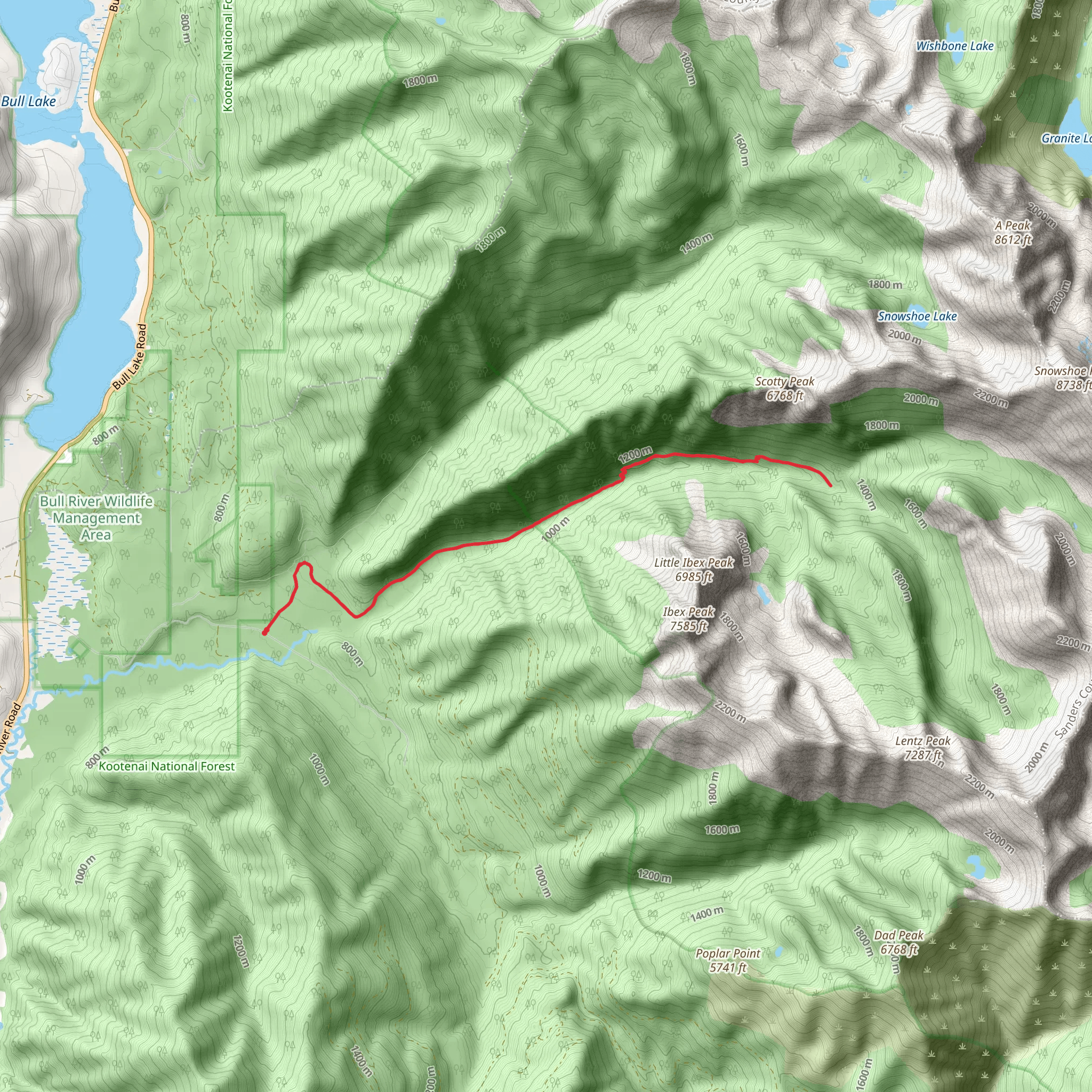 Middle Fork Bull River Trail mobile static map