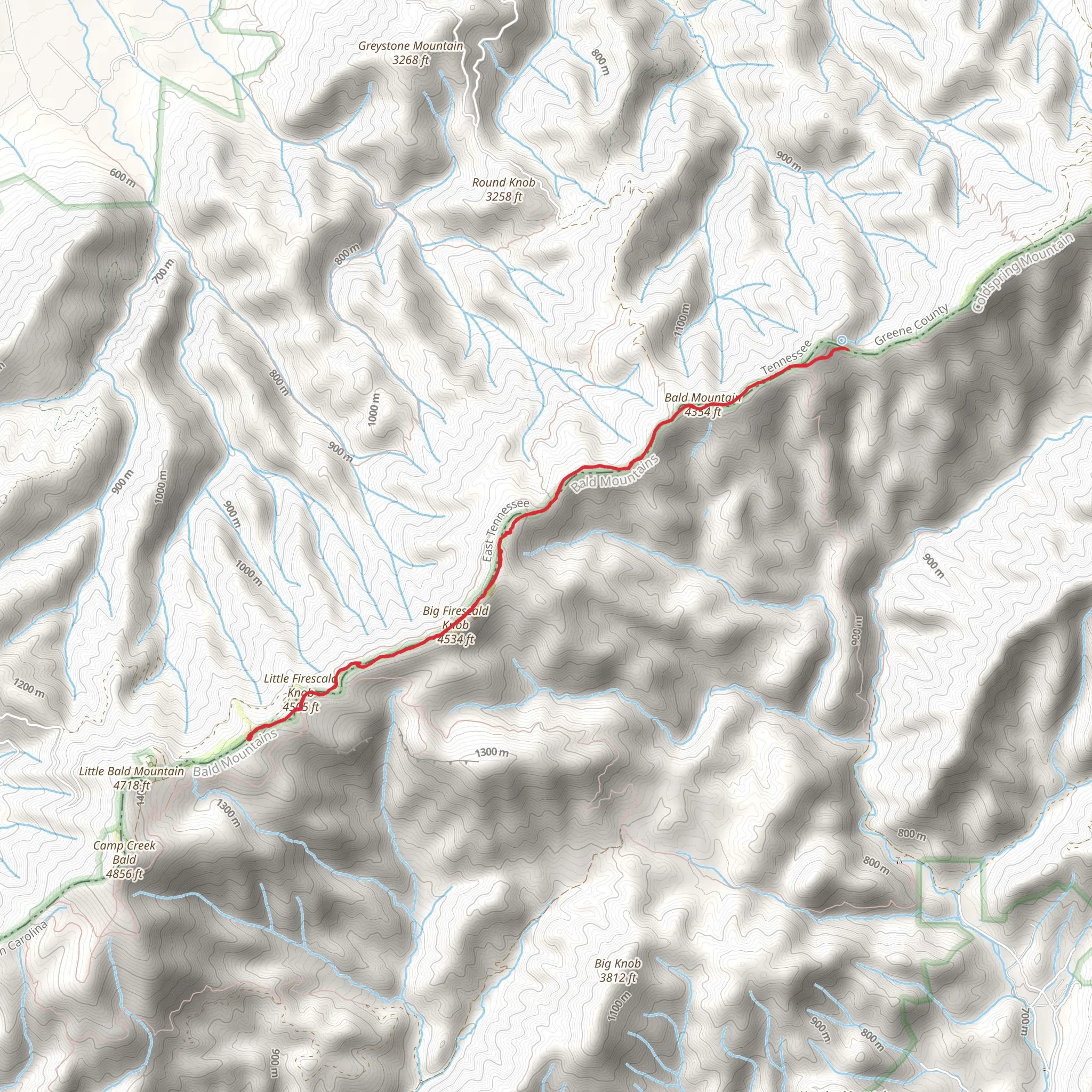Big Firescald Knob and Andrew Johnson Mountain mobile static map