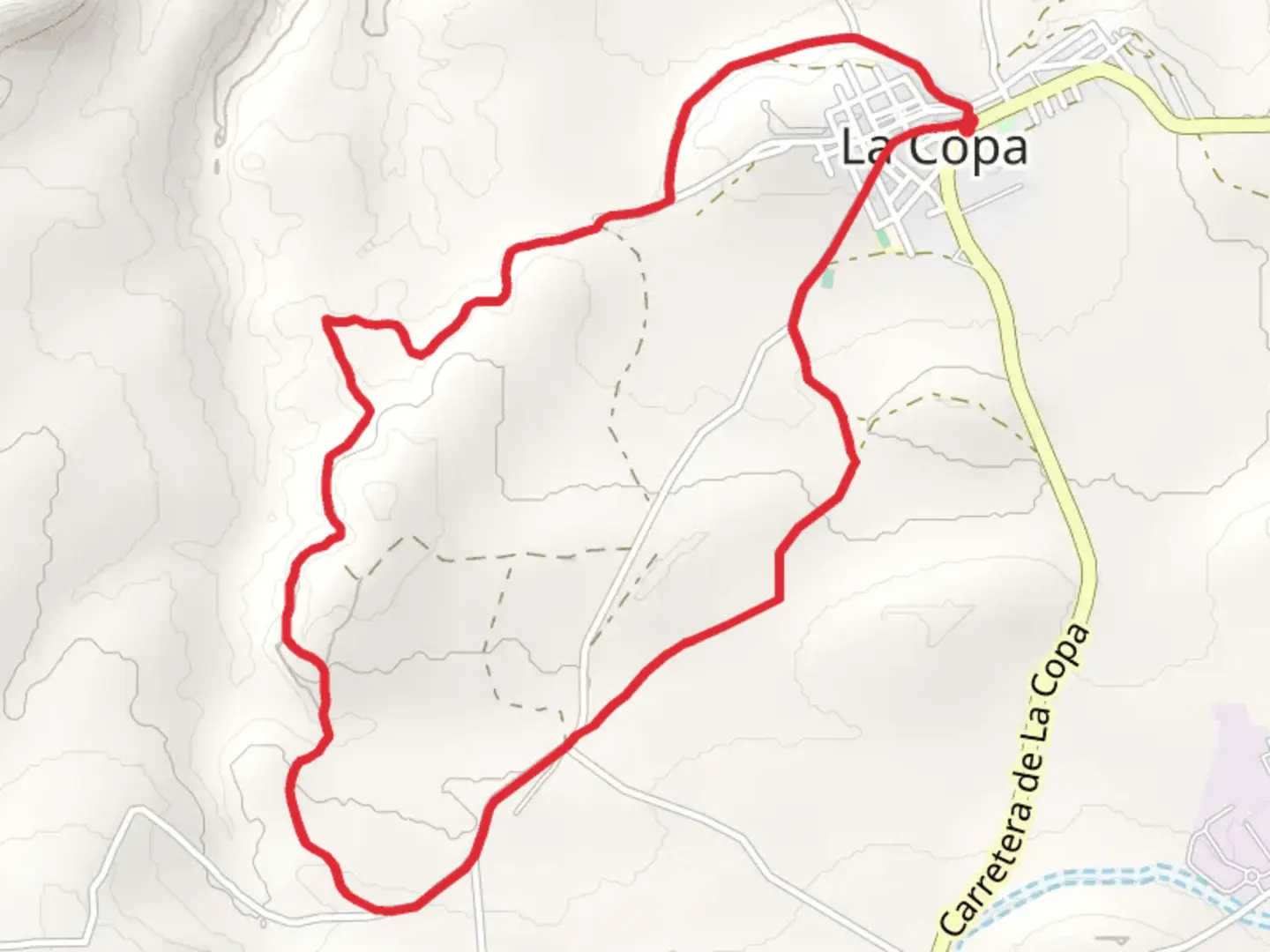 An image depicting the trail Path of Fuente de la Higuera - Bullas Cup SL MU 34 and its surrounding area.