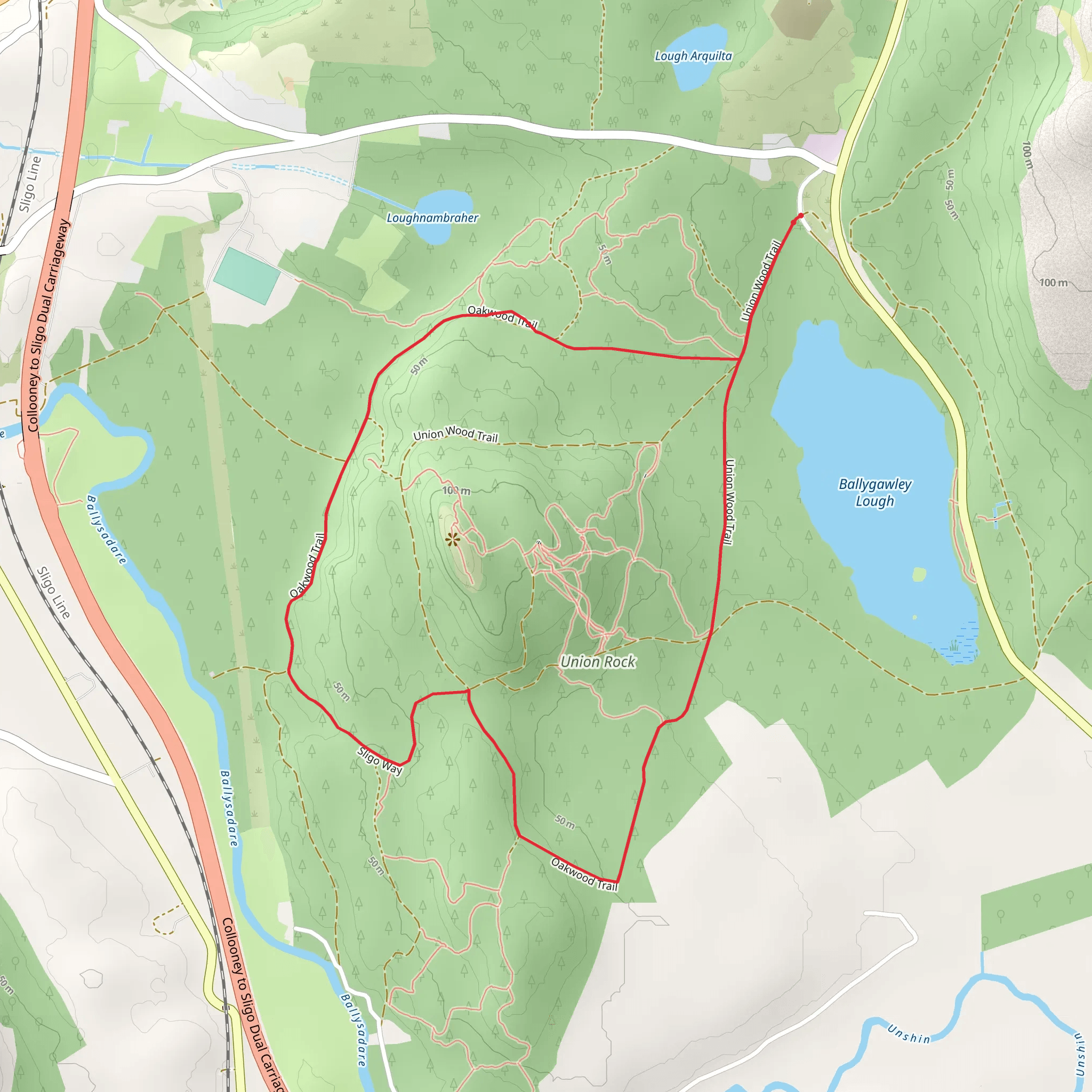 Union Wood - Oakwood Trail mobile static map