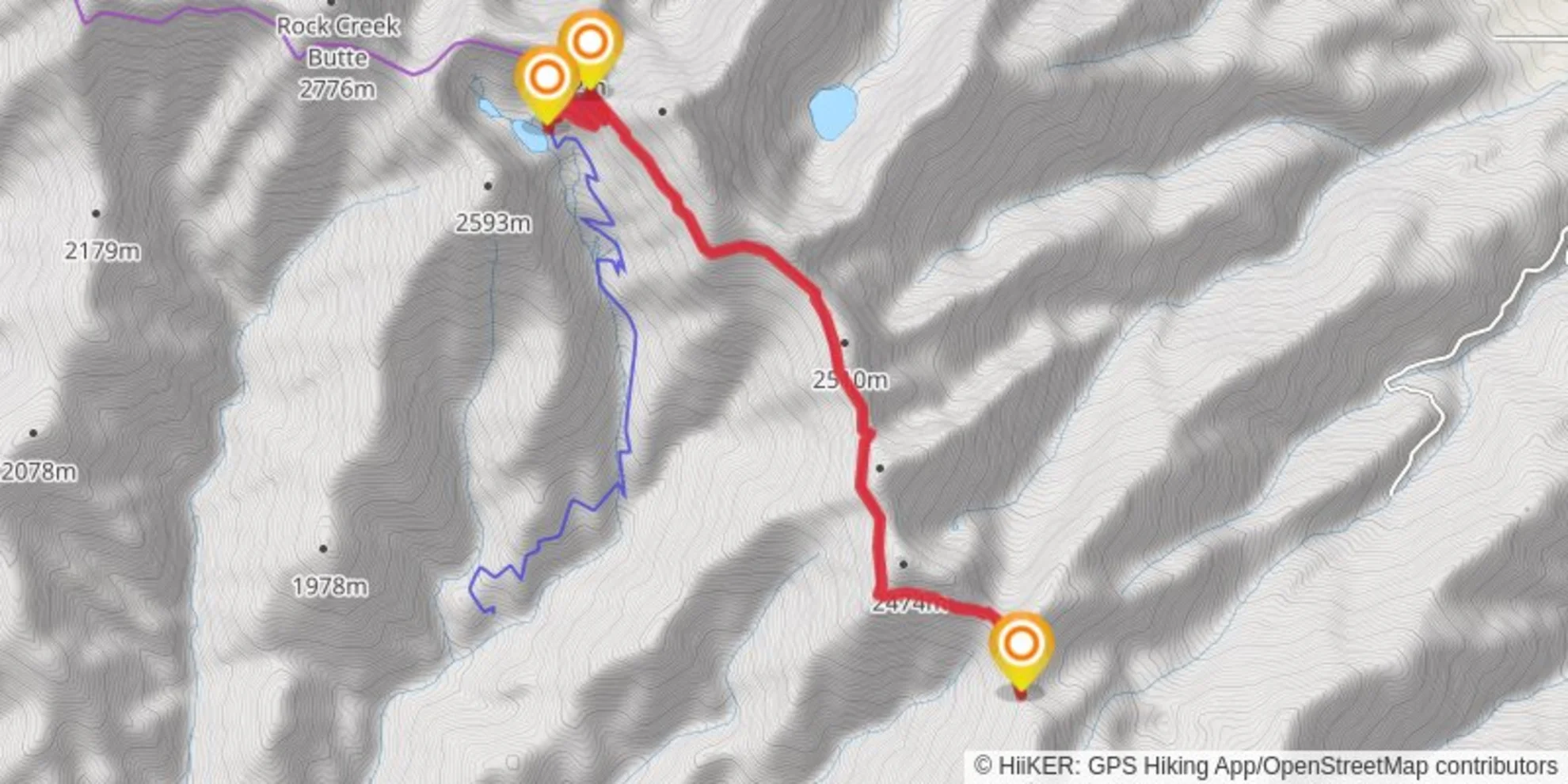 An image depicting the trail Twin Lakes #1 and its surrounding area.