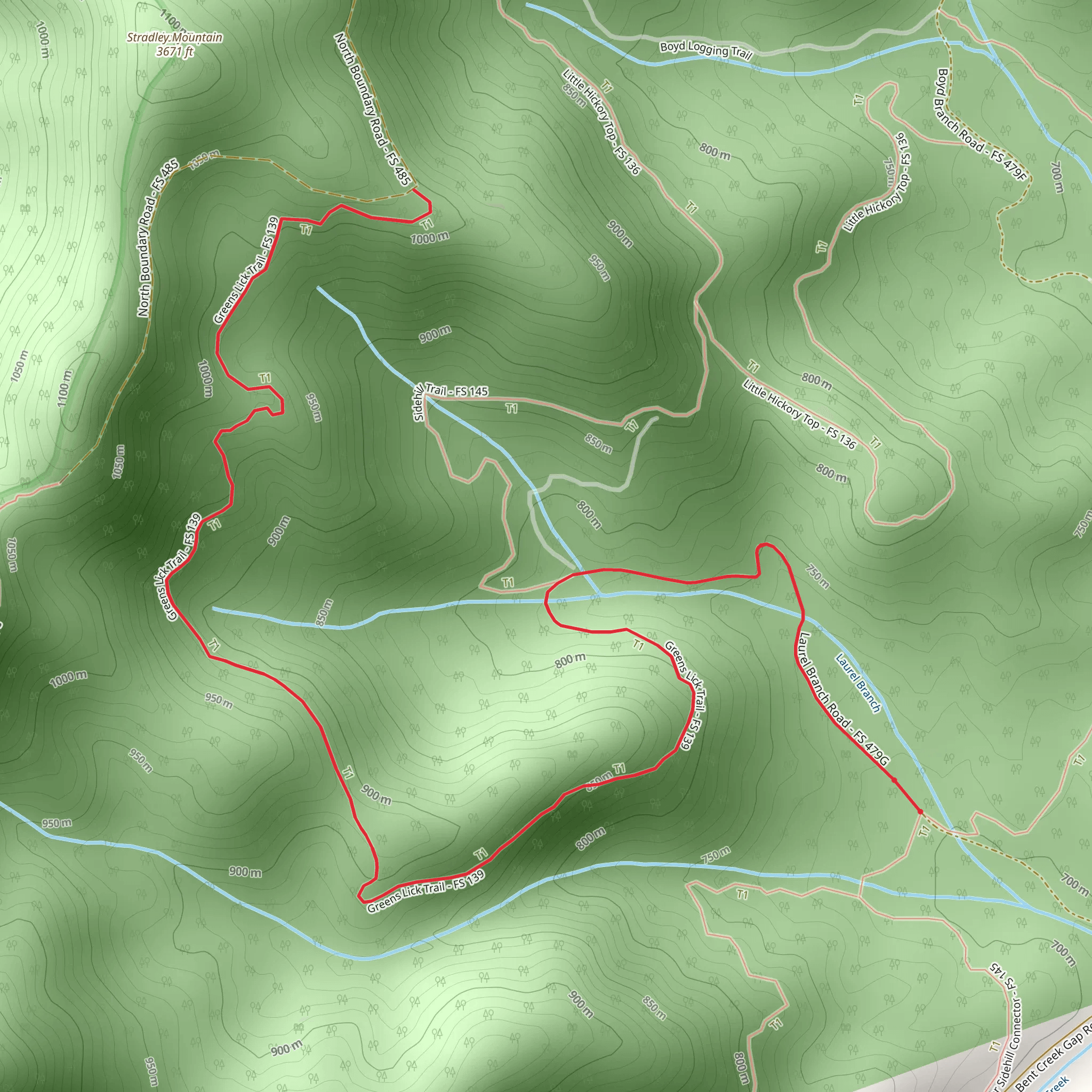 Greens Lick Trail mobile static map