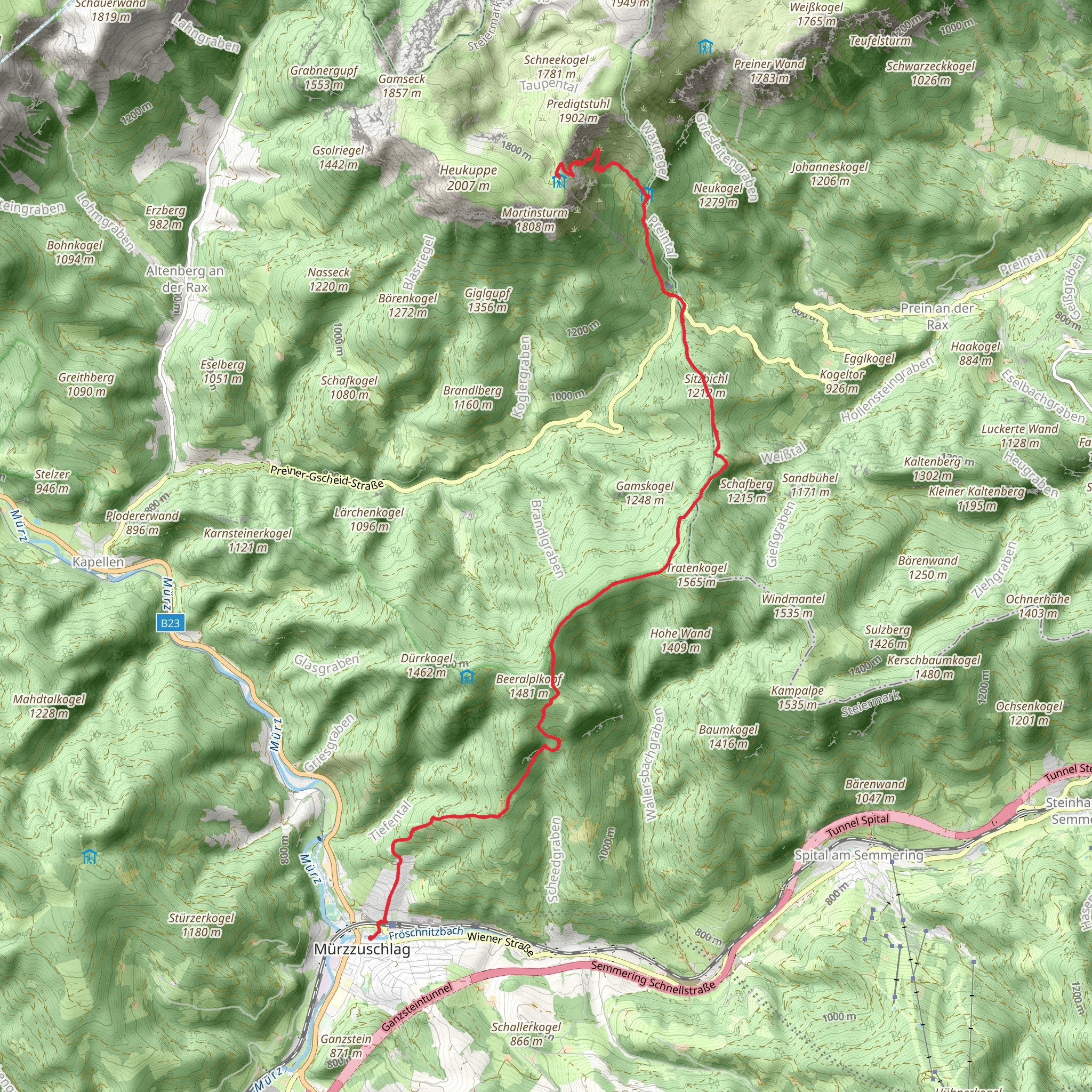 Glacier to Wine North Route Karl Ludwig Haus - Mürzzuschlag mobile static map