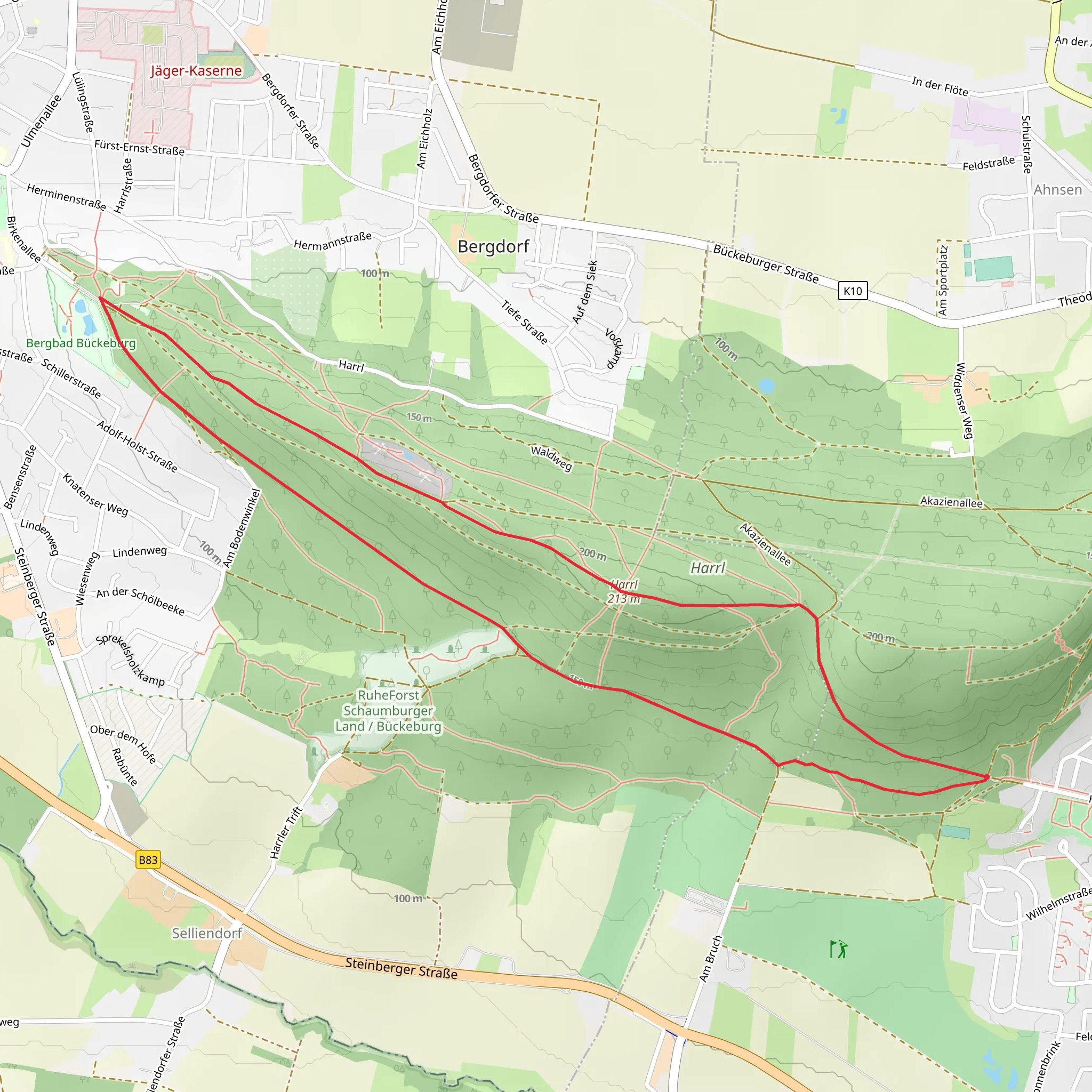 Bückeburg and Rundwanderweg 5 im Harrl mobile static map