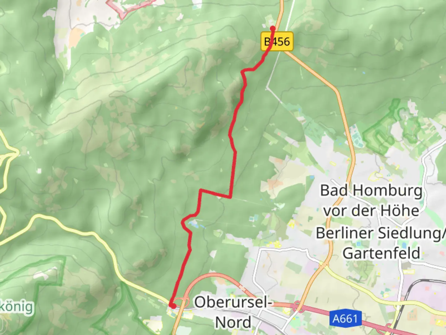 An image depicting the trail Hohemark to Saalburg via Elisabethpfad and its surrounding area.