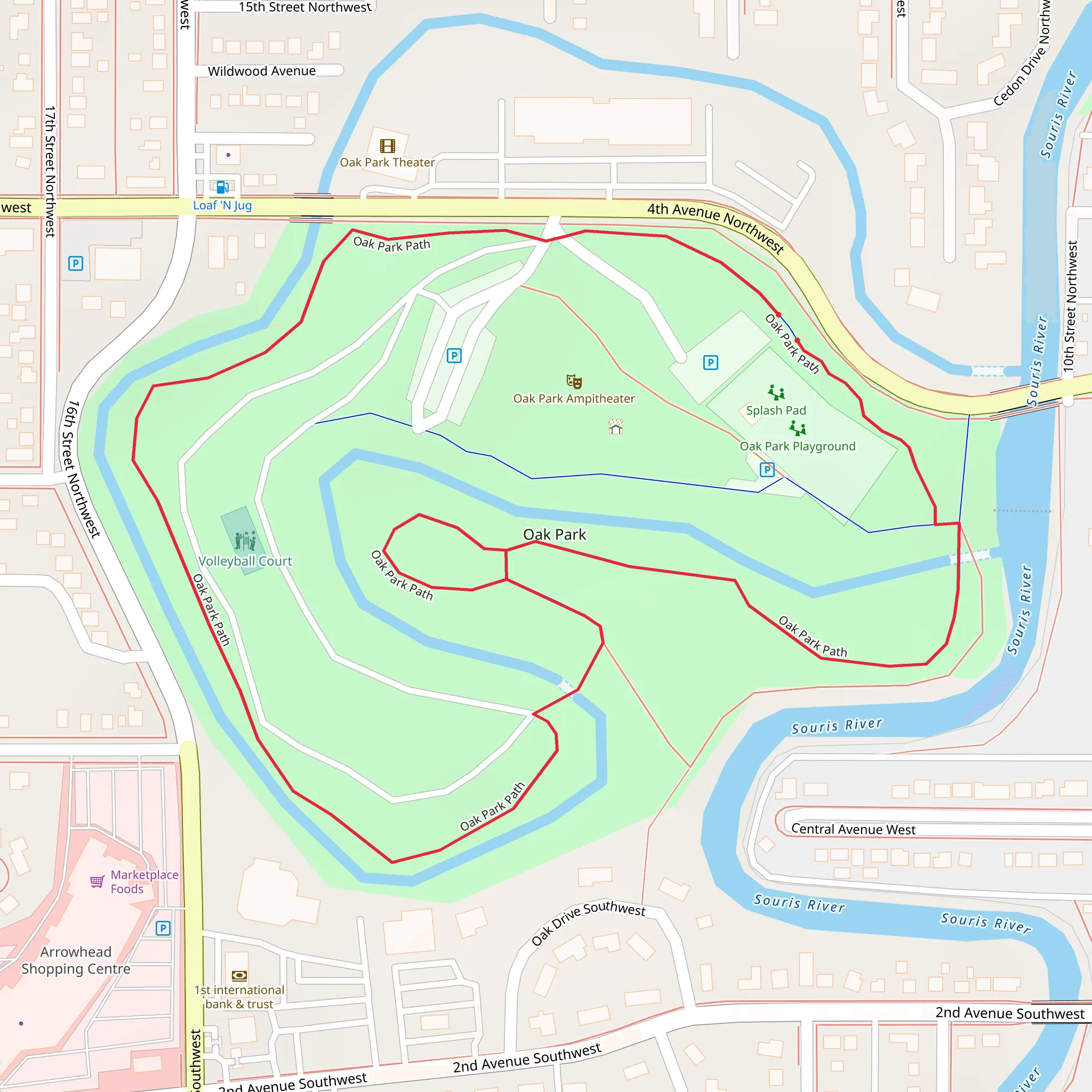 Oak Park Path Loop mobile static map