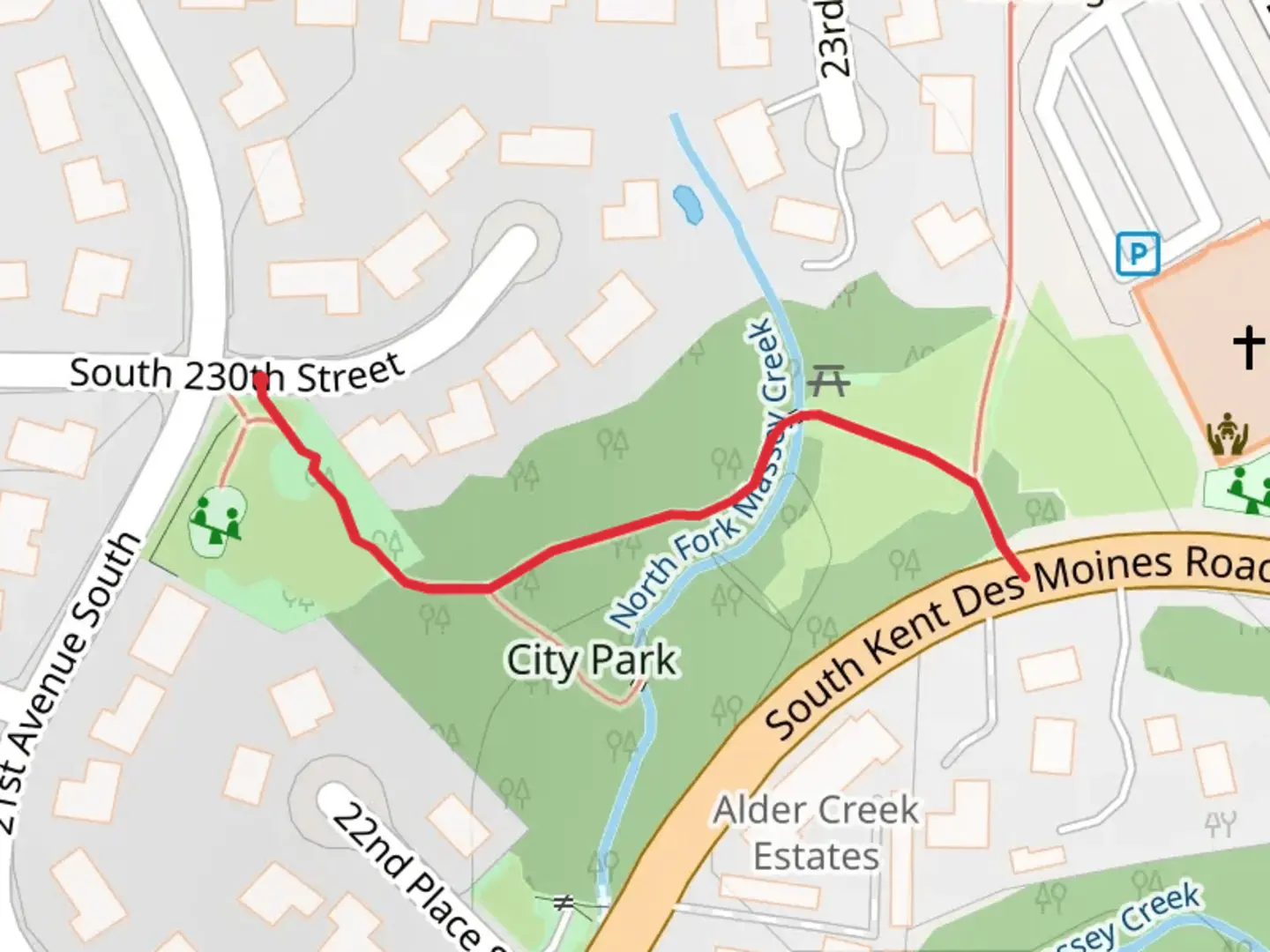 An image depicting the trail Des Moines City Park Upper Trail and its surrounding area.