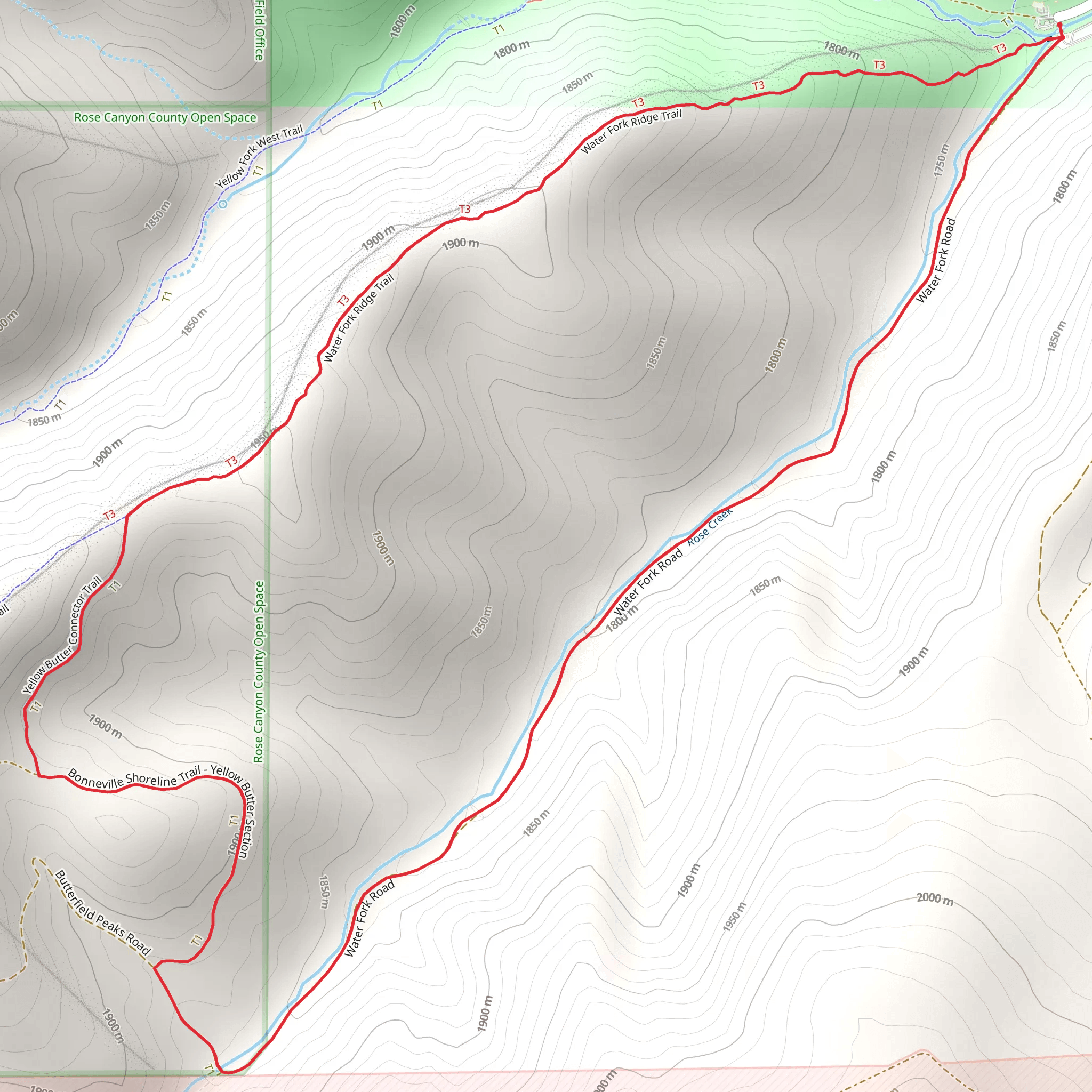 Fork Ridge Trail and Rose Creek Loop mobile static map