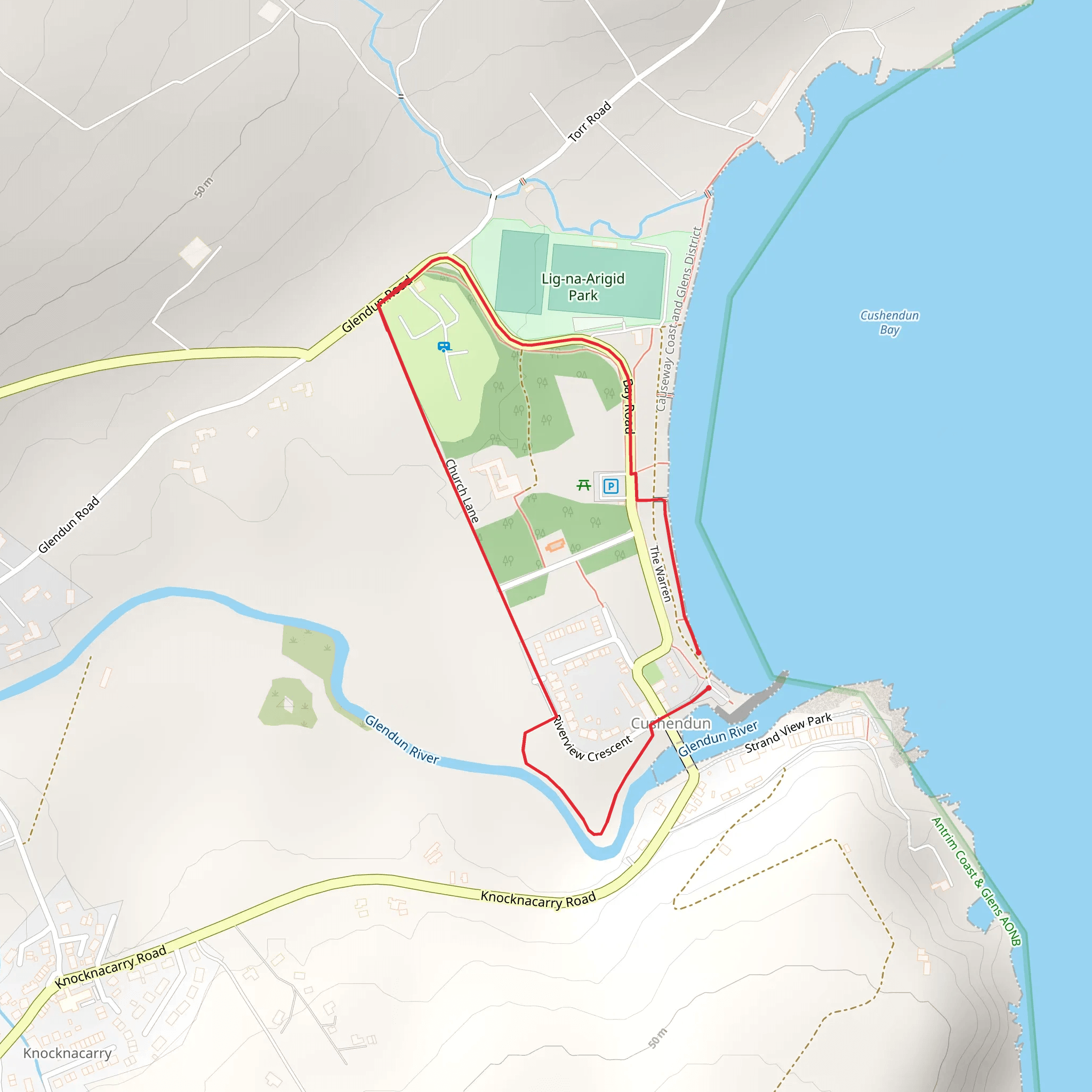 Cushendun Short Walk mobile static map