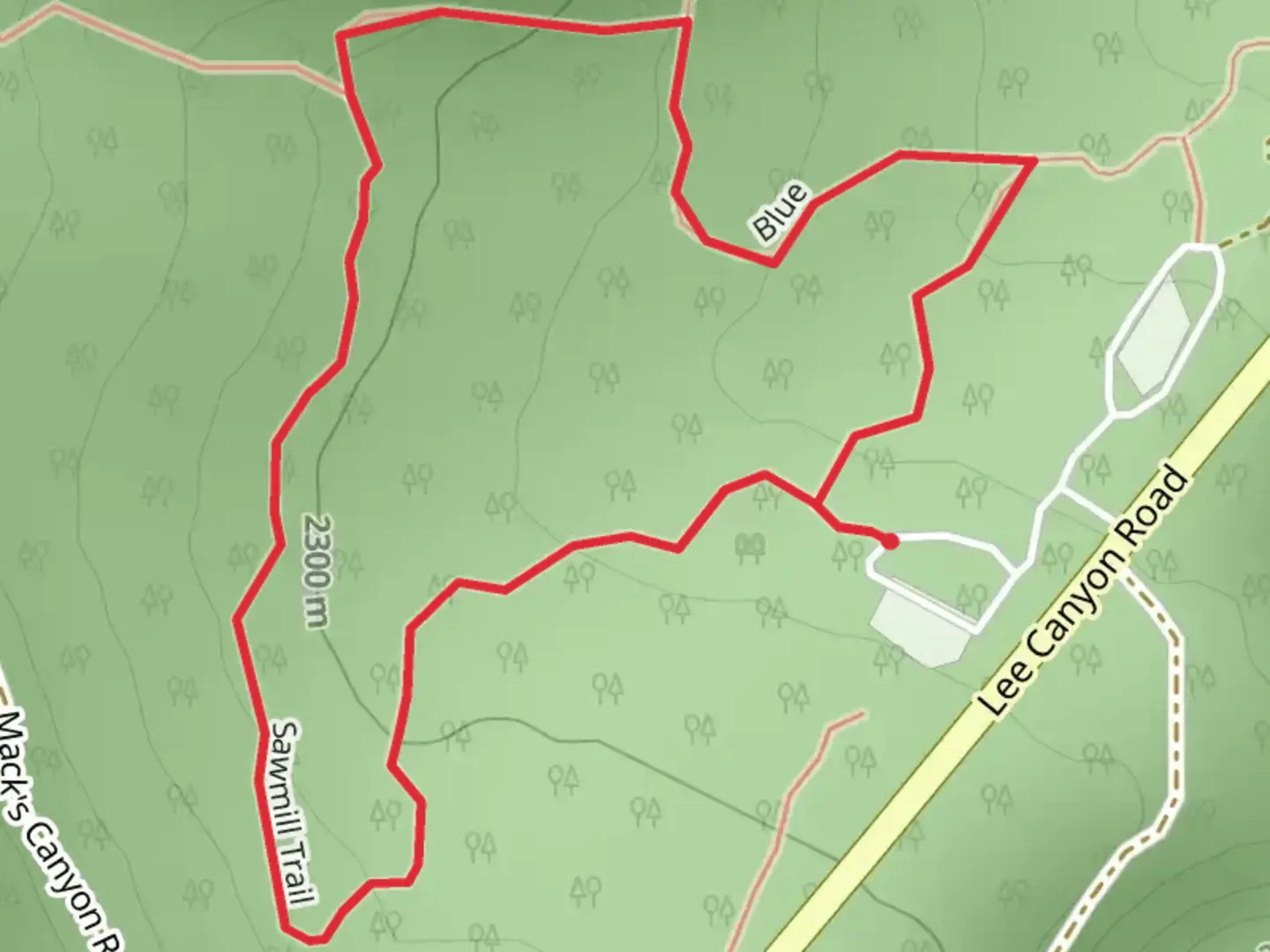 An image depicting the trail Sawmill Trail and Blue Loop and its surrounding area.