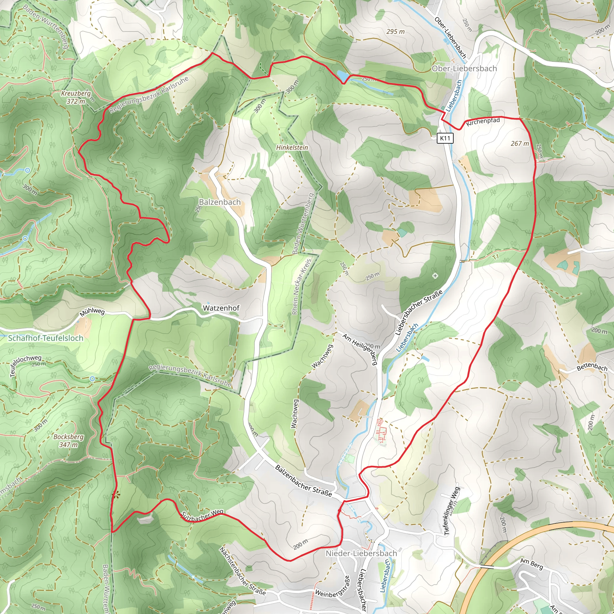 Odenwald Vogesen Weg Teil and Sulzbacher Weg mobile static map