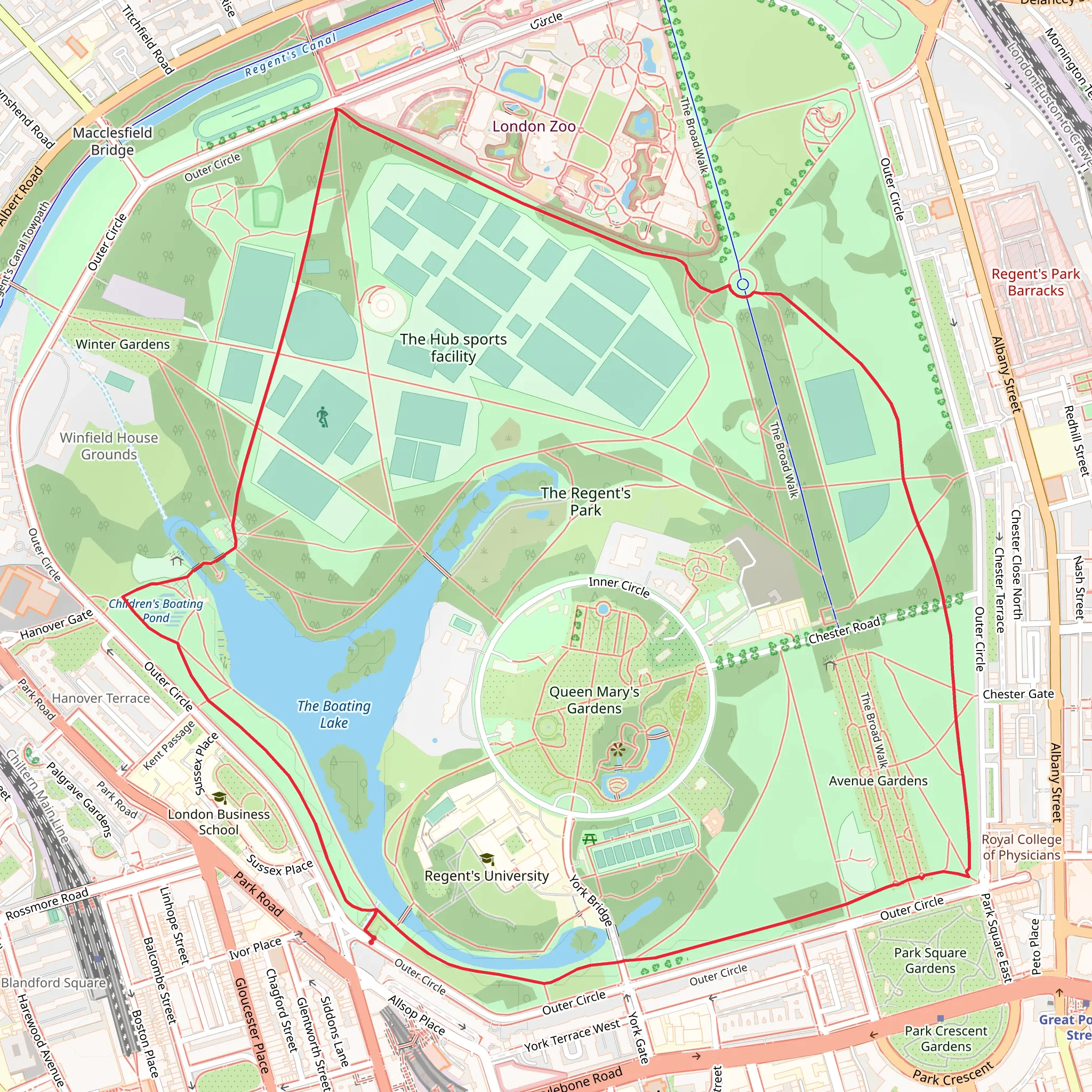 The Regent's Park Circular Walk mobile static map