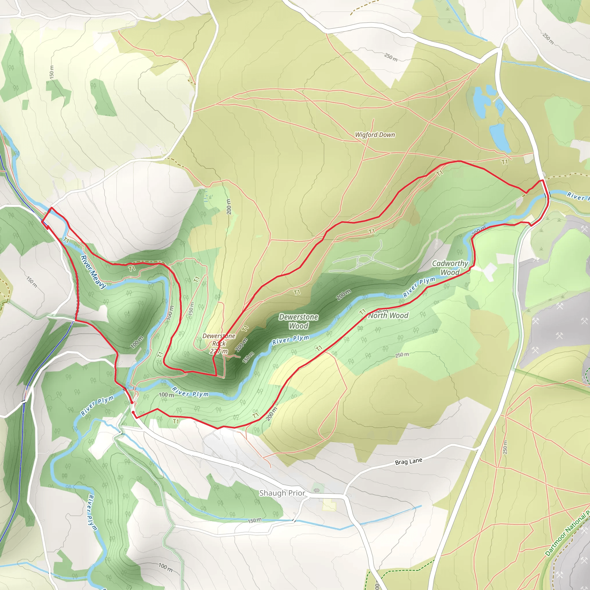 The Meavy and Plym Valleys from Shaugh Bridge mobile static map