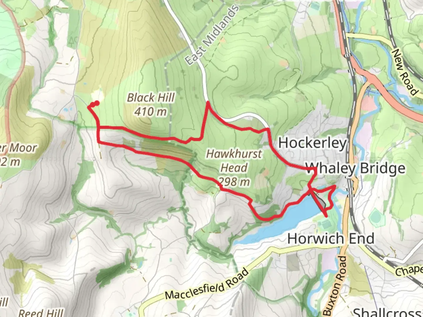 An image depicting the trail Toddbrook Reservoir and Cliff Loop and its surrounding area.