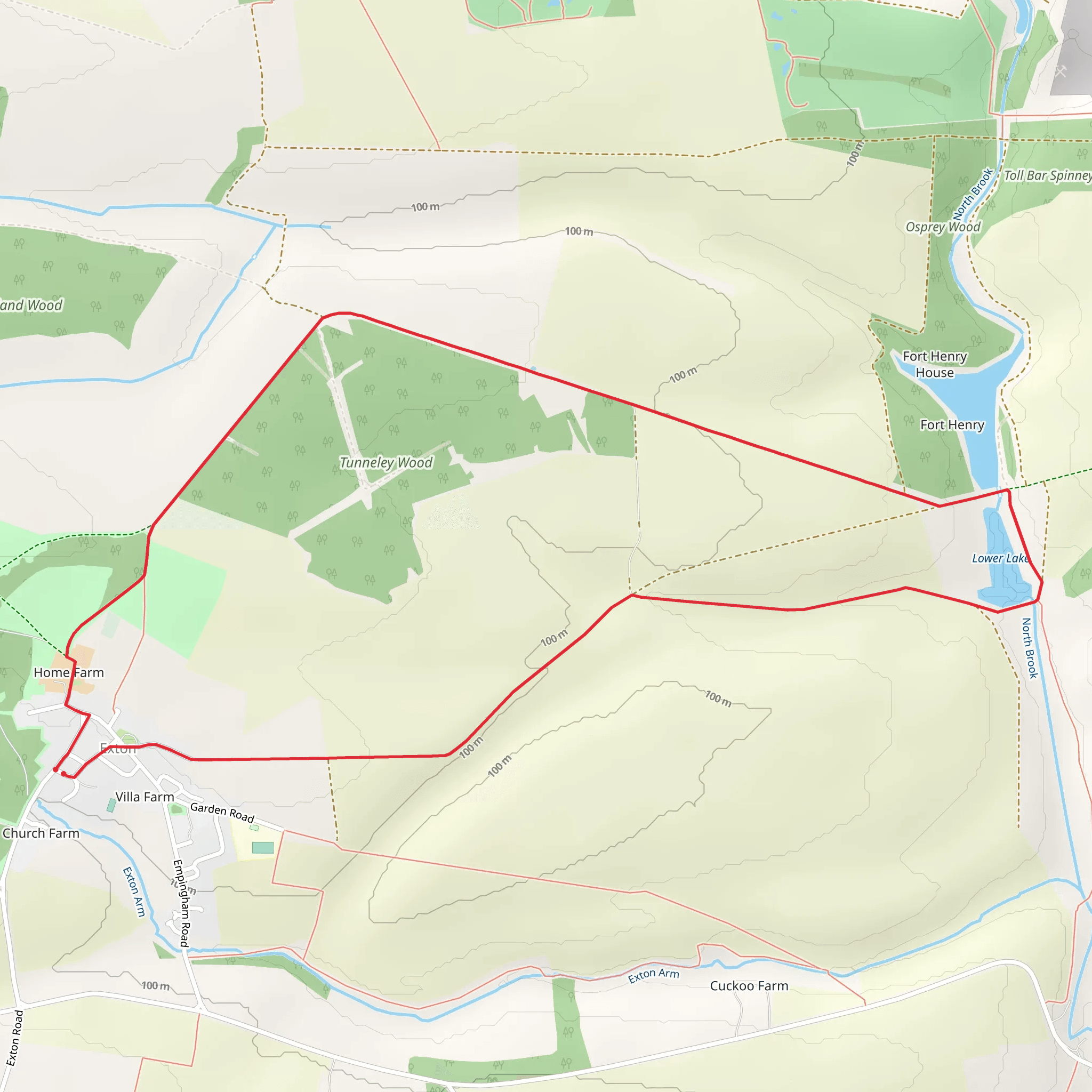 Tunneley Wood Loop - Exton mobile static map