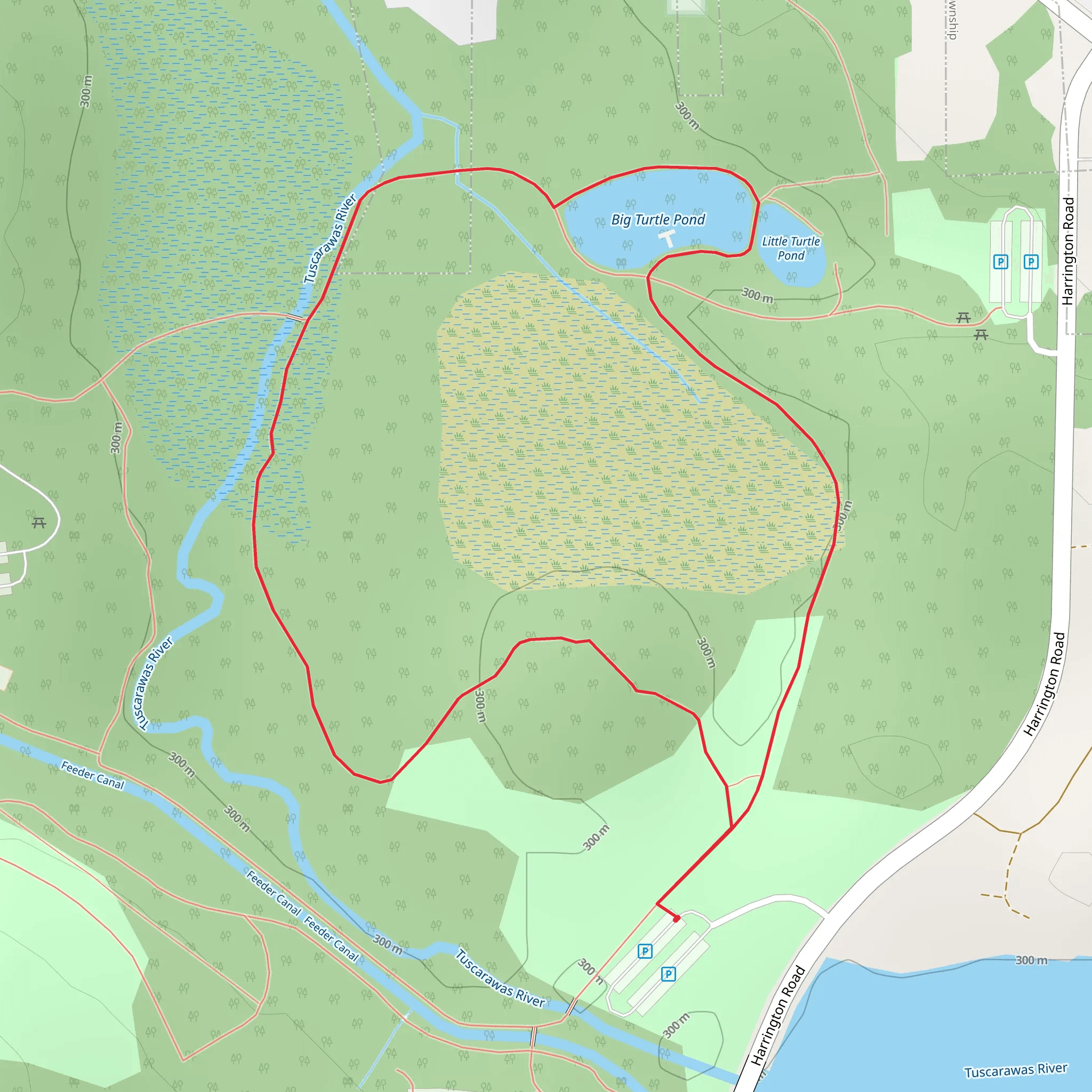 Big Turtle Pond and Firestone Metro Park Loop mobile static map
