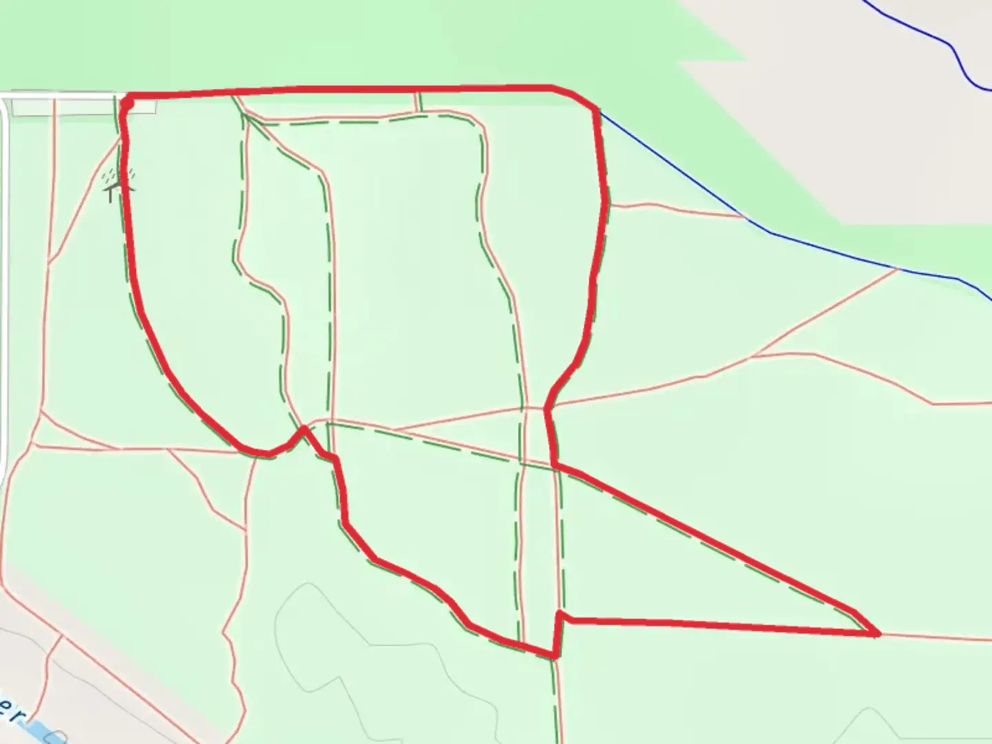 An image depicting the trail Outlet Park Loop - North and its surrounding area.