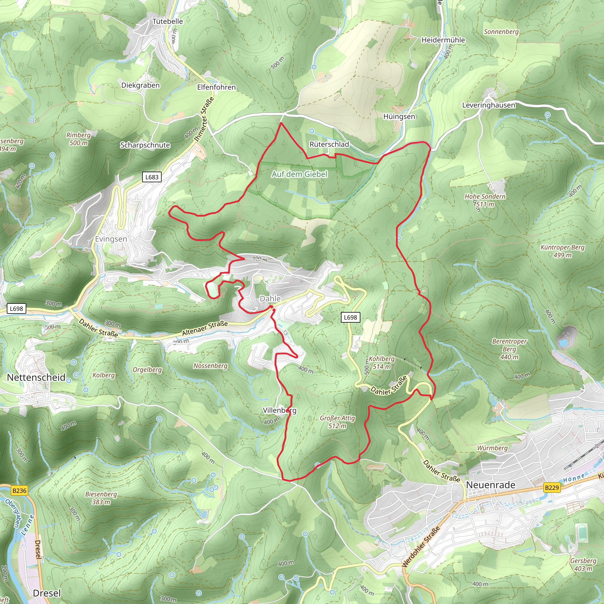 Rundweg um Dahle mobile static map