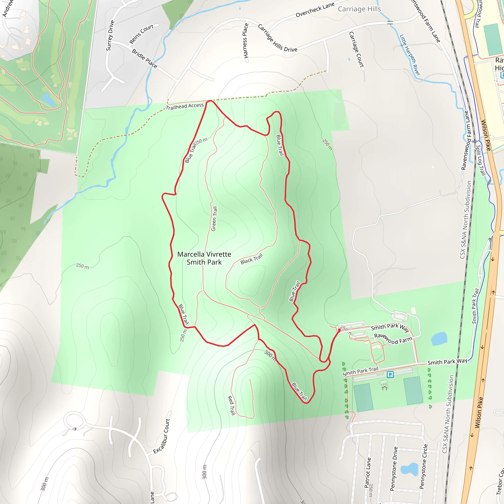Marcella Vivrette Smith Park - Blue Loop Trail mobile static map