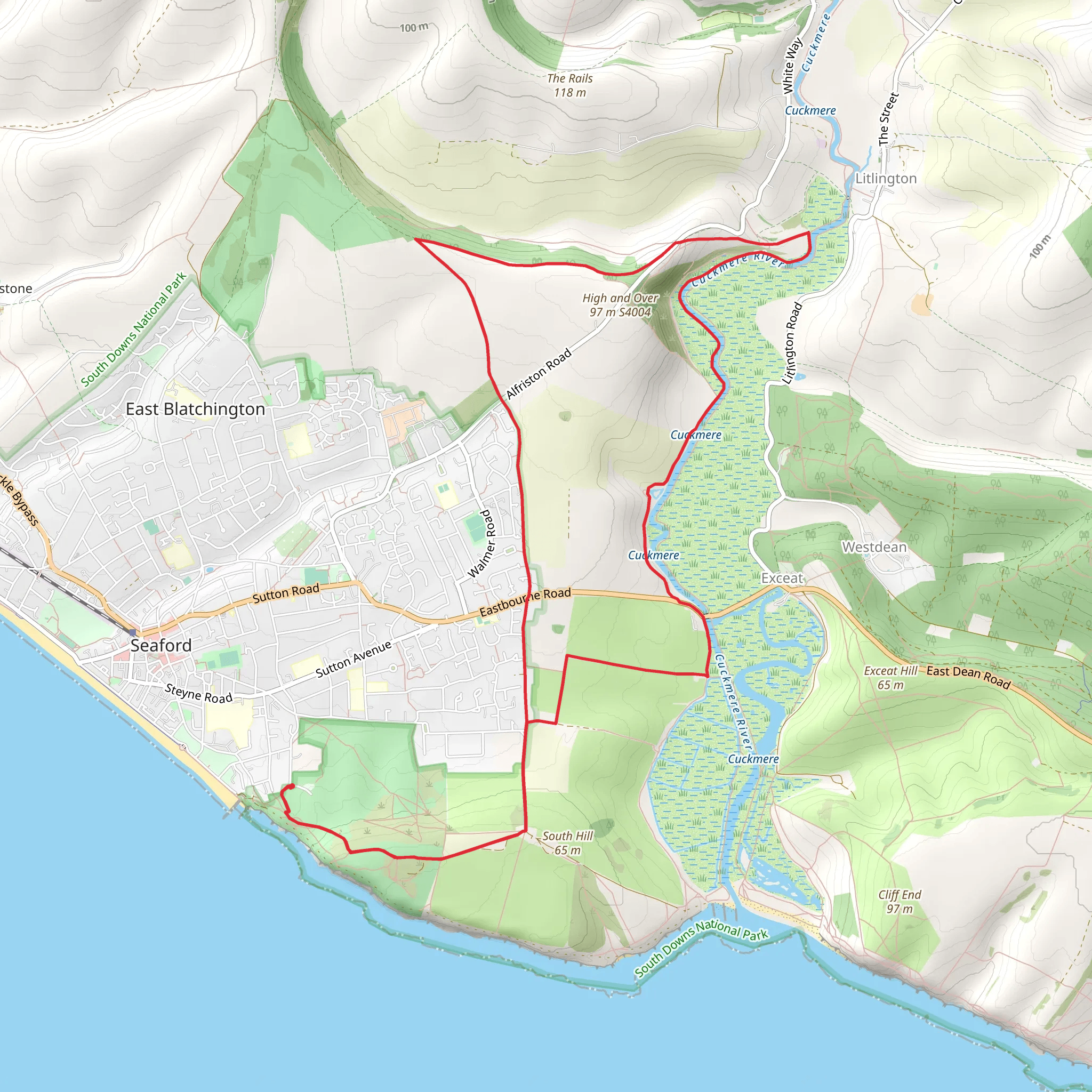 High and Over and Cuckmere River Loop from Seaford Head Golf Club mobile static map