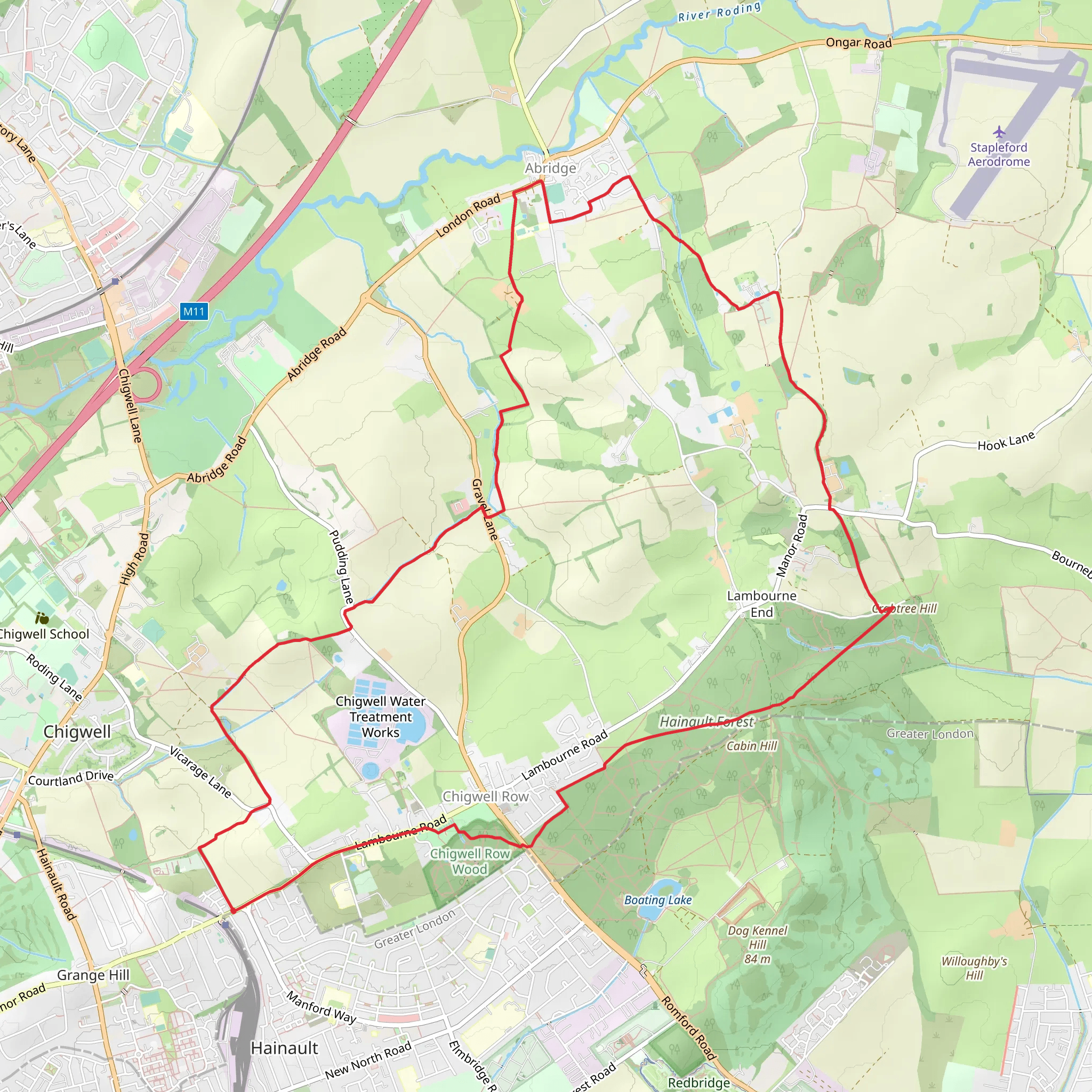 Chigwell Row and Abridge Loop mobile static map