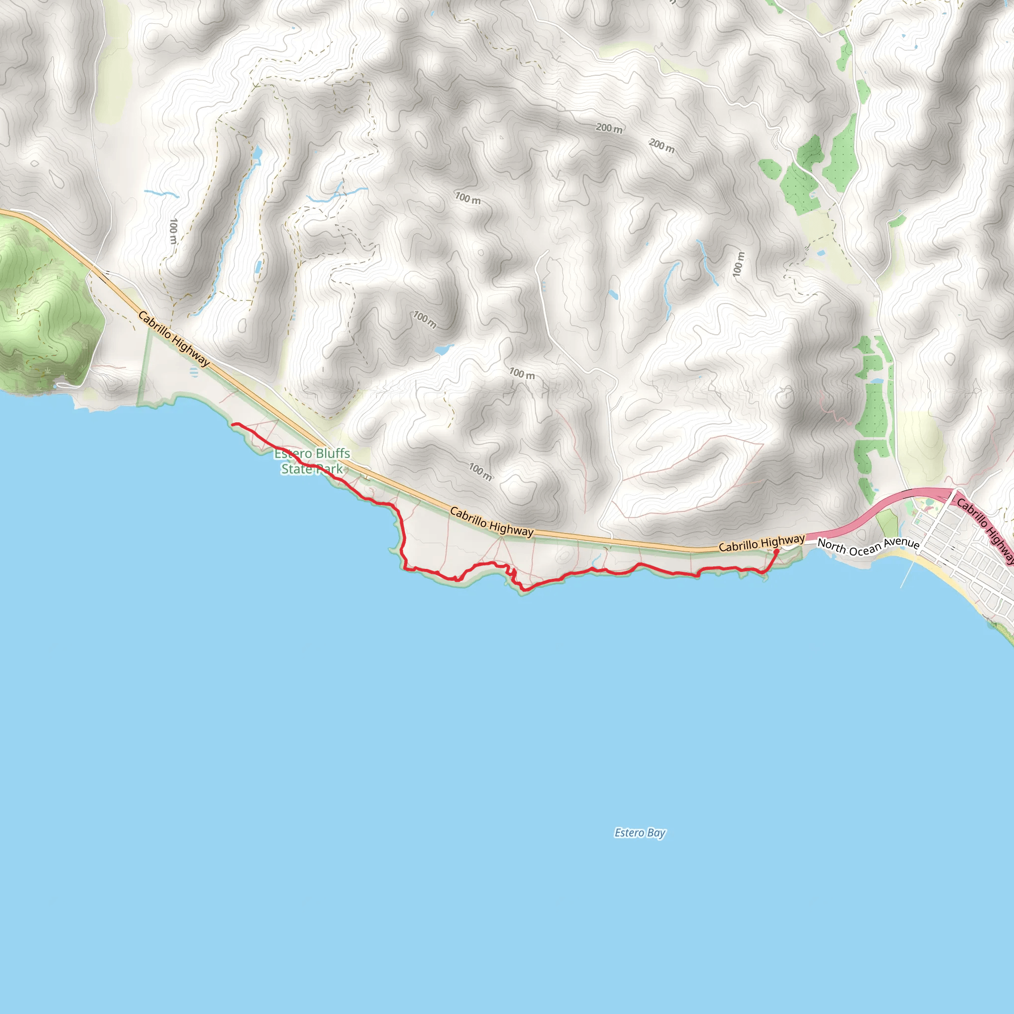 Estro Bluffs Trail to Villa Creek Beach mobile static map