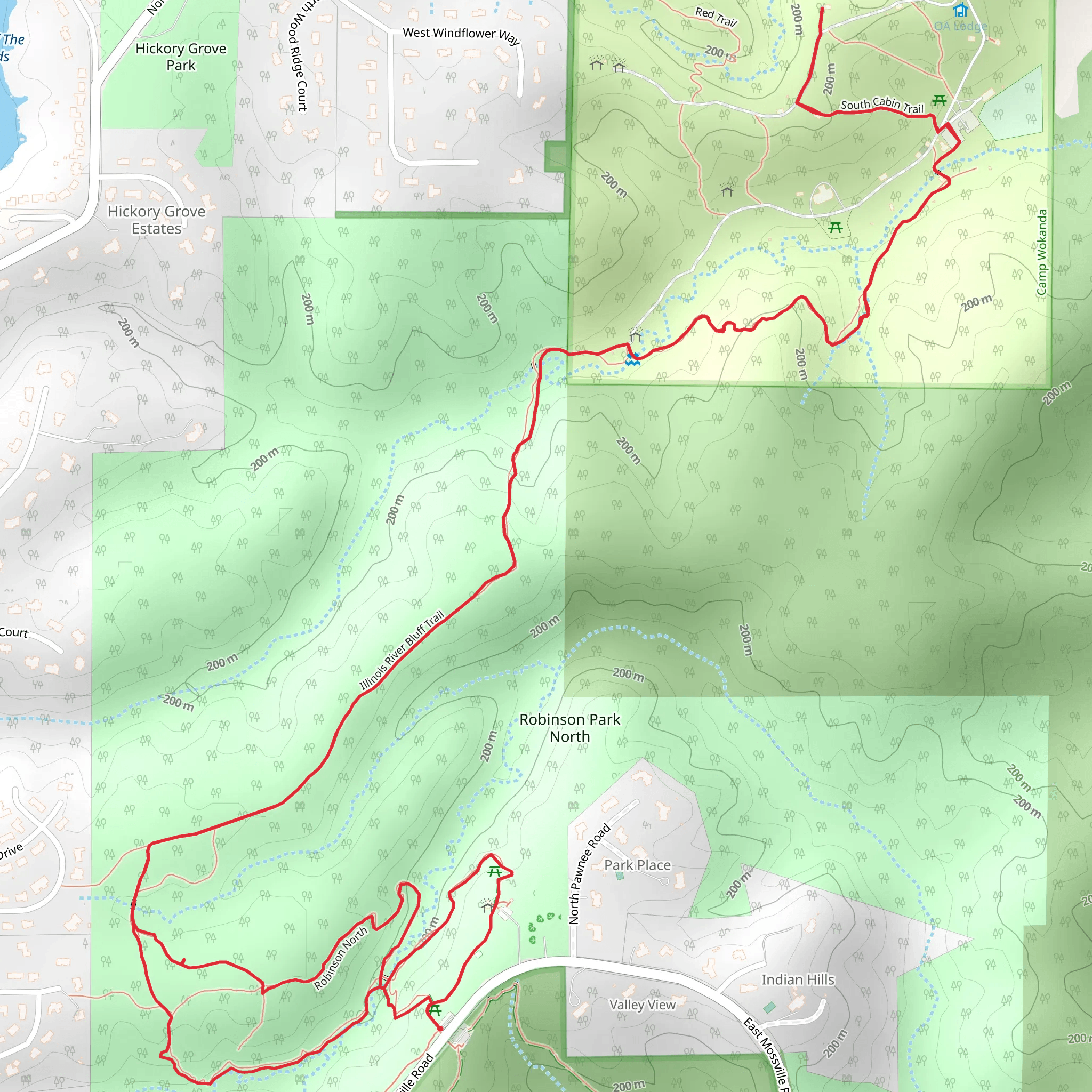 Robinson Park North and Illinois River Bluff Trail mobile static map