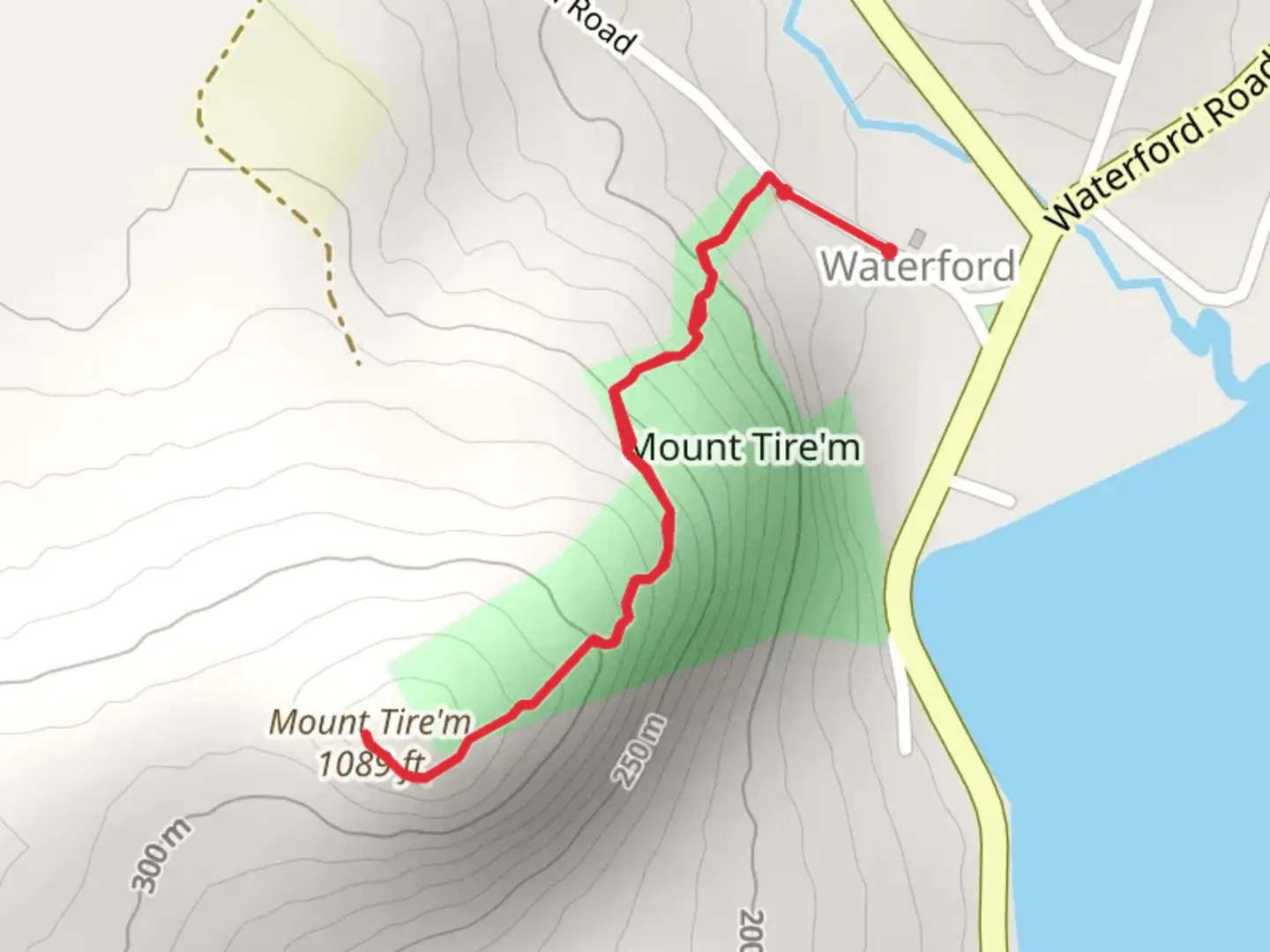 An image depicting the trail Mount Tire'm Trail and its surrounding area.