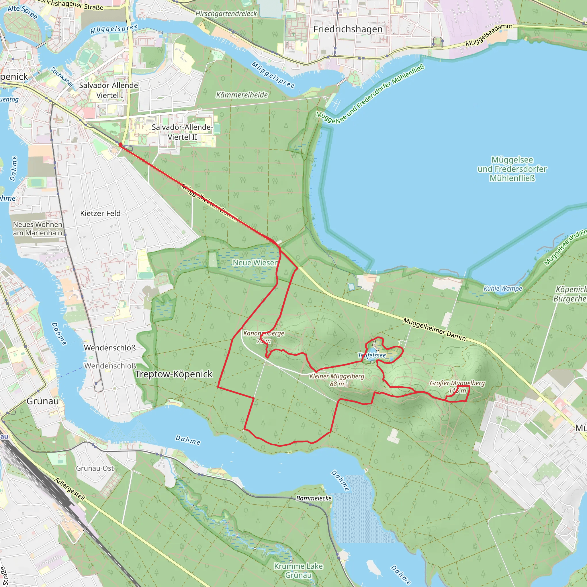 Teufelsee and Kenonenberge via JW Brandenburg Suedroute mobile static map
