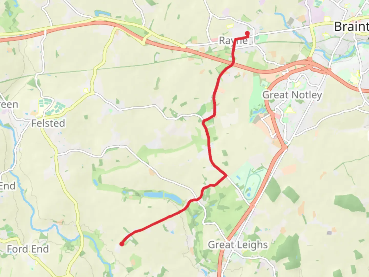 An image depicting the trail Rayne to Littley Green Walk and its surrounding area.