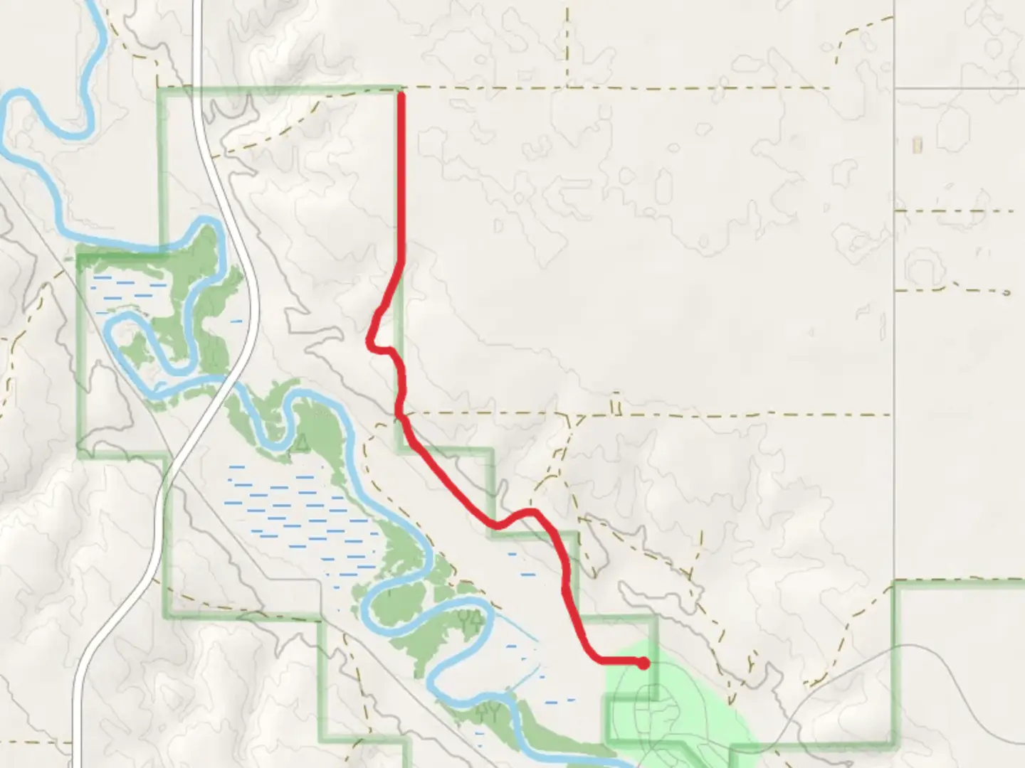 An image depicting the trail Centennial Wildlife Nature Trail and its surrounding area.