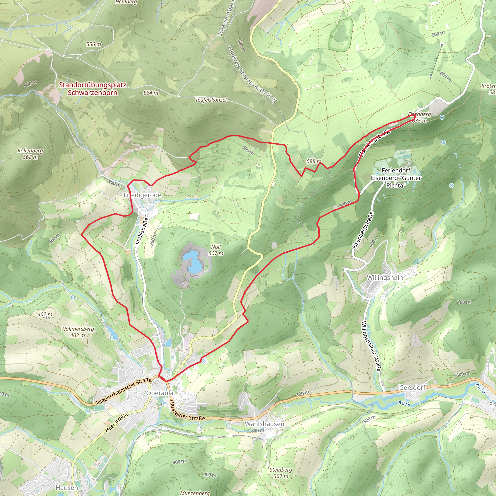 Oberaula and Fridigerode Loop via Eisenberg mobile static map