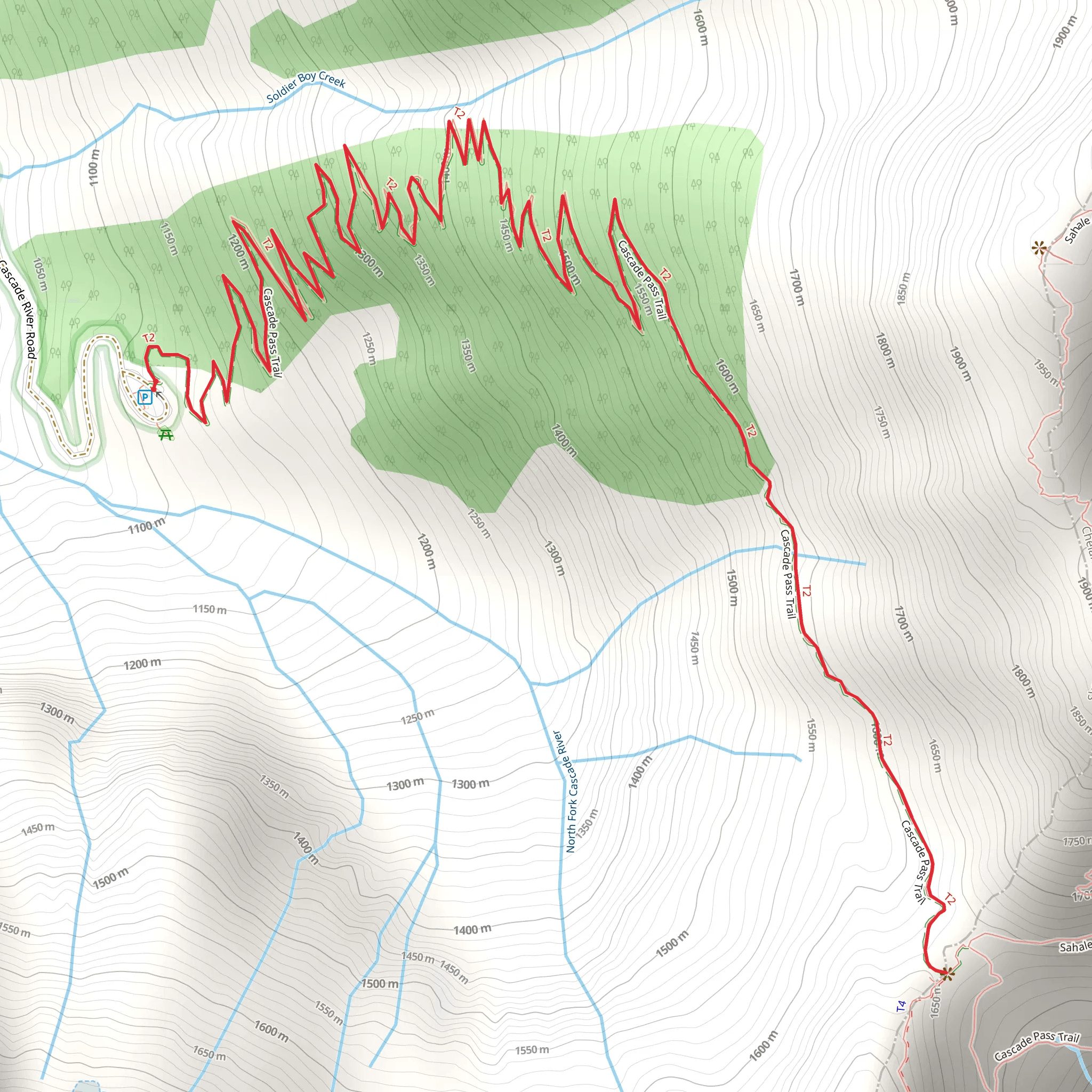Cascade Pass Trail mobile static map