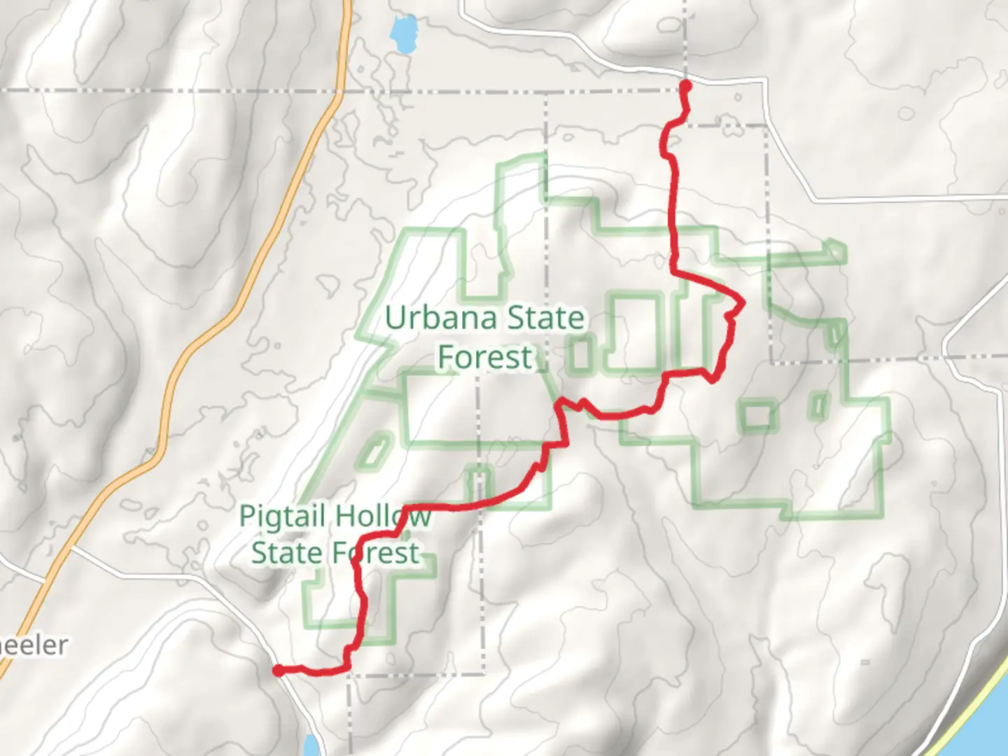 An image depicting the trail County Route 13 to County Route 77 and its surrounding area.