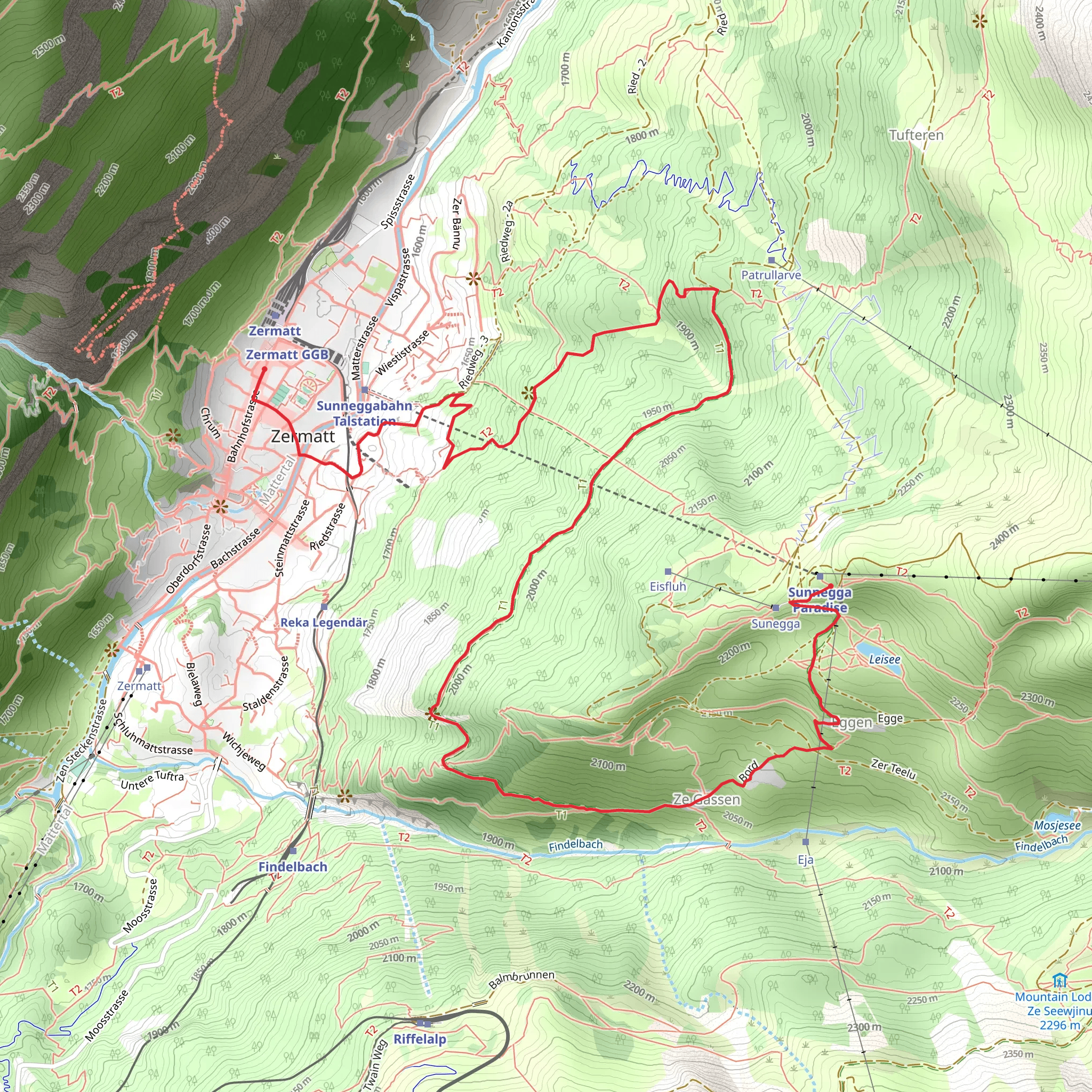 Zermatt-Sunnegga via Tiefenmatten - Nr 115 mobile static map