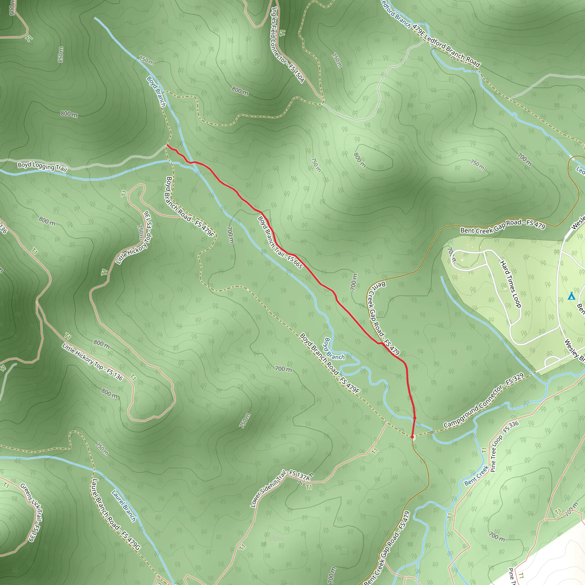 Boyd Branch Trail mobile static map